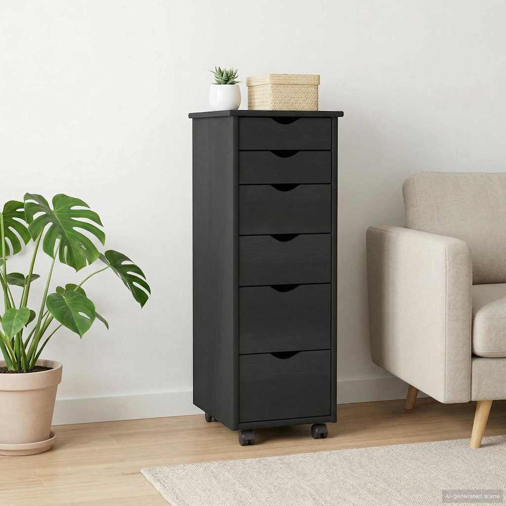 Cabinet roulant Gris 34 x 39 x 93,5 cm Bois de Pin Massif - XIOS