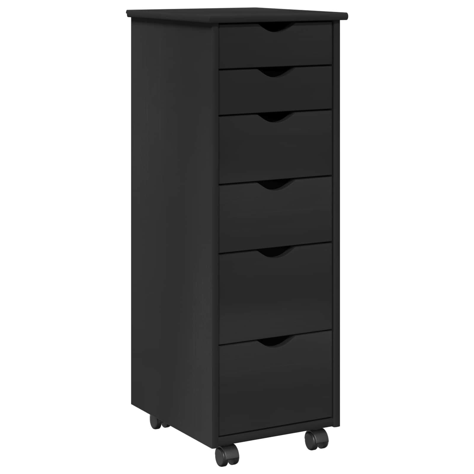Cabinet roulant Noir 34 x 39 x 93,5 cm Bois de Pin Massif - XIOS