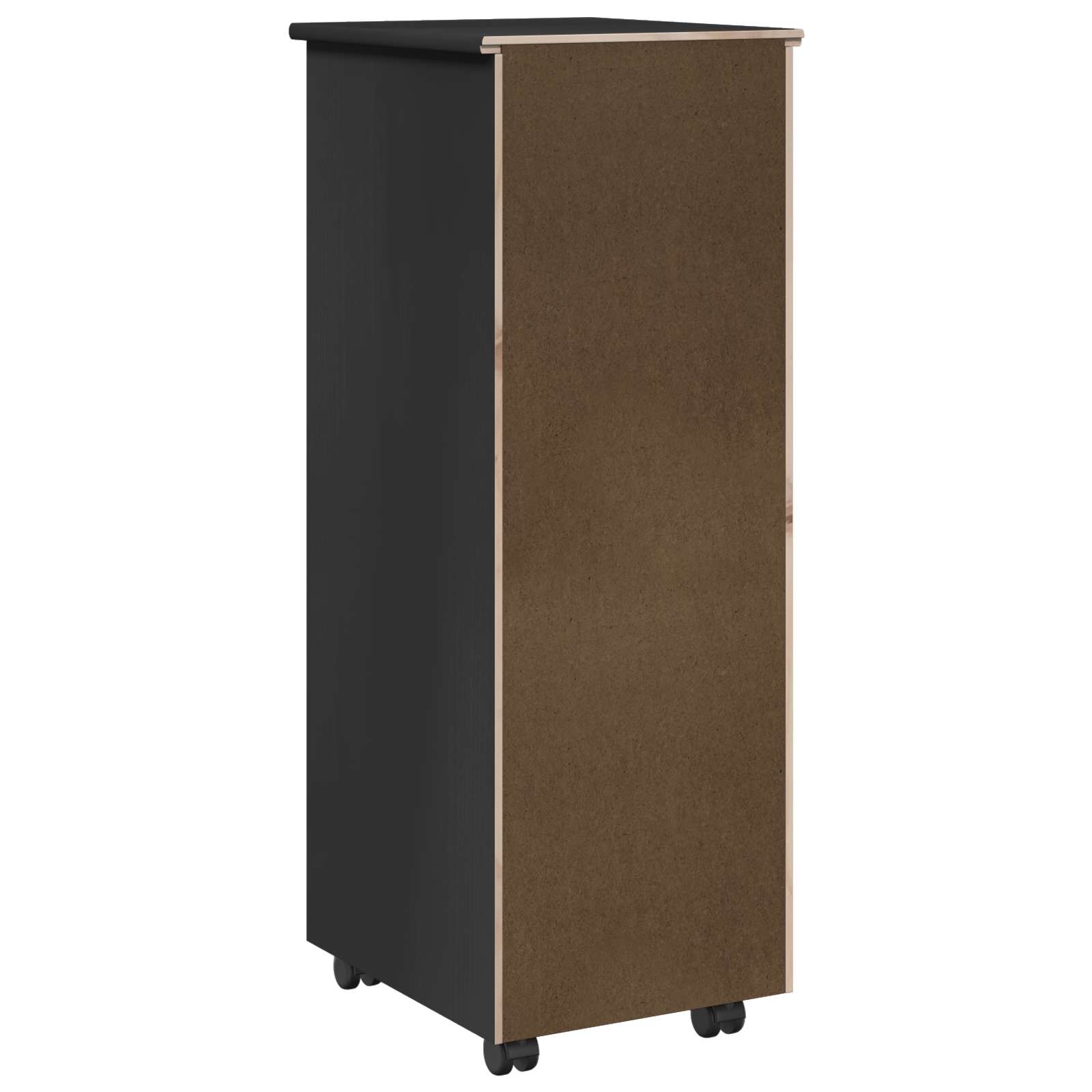 Cabinet roulant Noir 34 x 39 x 93,5 cm Bois de Pin Massif - XIOS