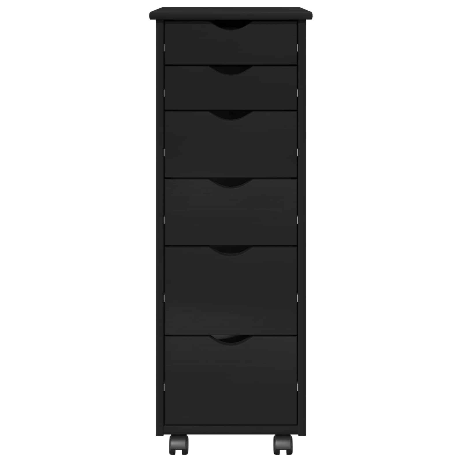 Cabinet roulant Noir 34 x 39 x 93,5 cm Bois de Pin Massif - XIOS