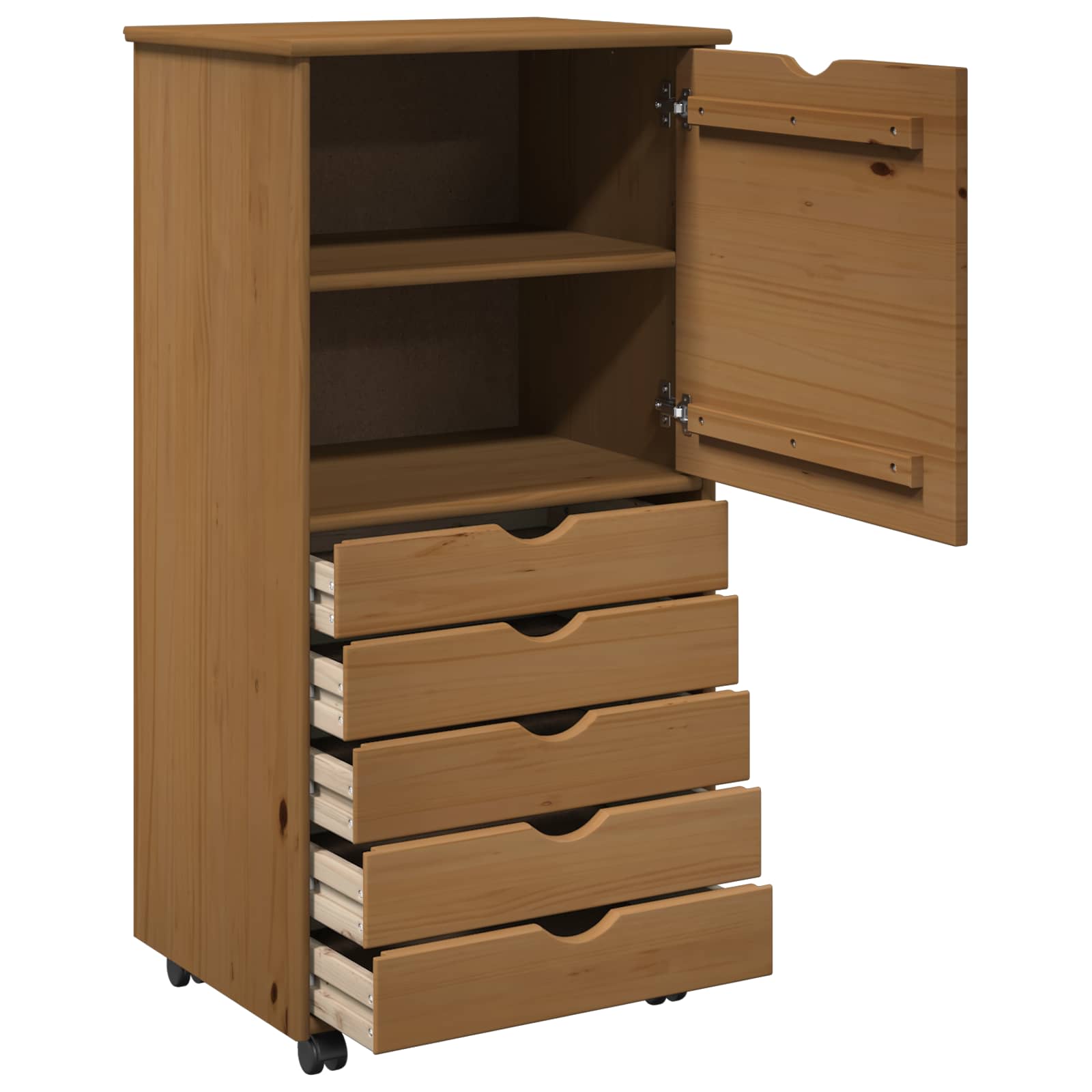 Cabinet roulant Marron miel 53 x 39 x 103 cm Bois de Pin Massif - XIOS