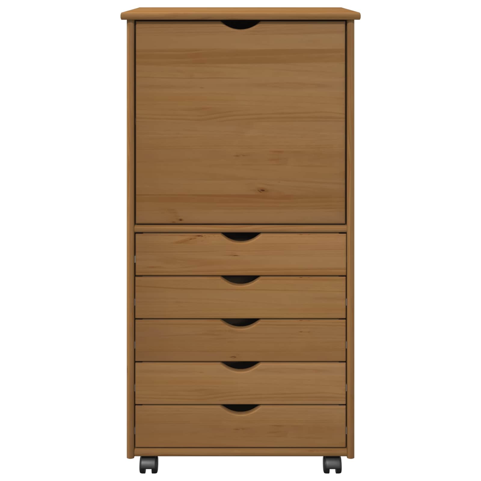 Cabinet roulant Marron miel 53 x 39 x 103 cm Bois de Pin Massif - XIOS