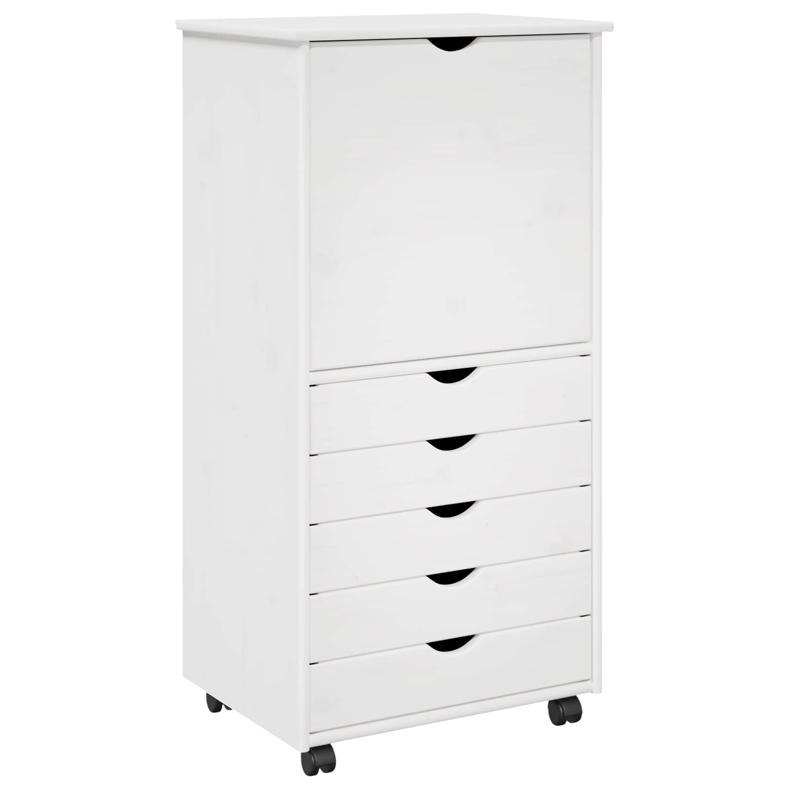 Cabinet roulant Blanc 53 x 39 x 103 cm Bois de Pin Massif - XIOS