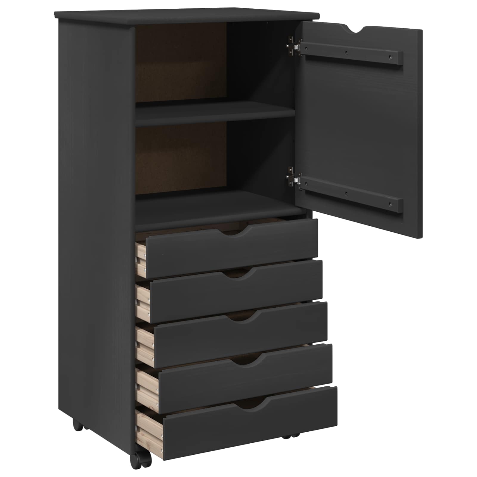 Cabinet roulant Gris 53 x 39 x 103 cm Bois de Pin Massif - XIOS