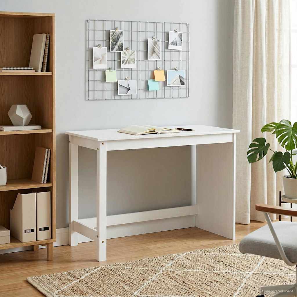 Bureau Blanc 112 x 50 x 75 cm Bois de Pin Massif - XIOS
