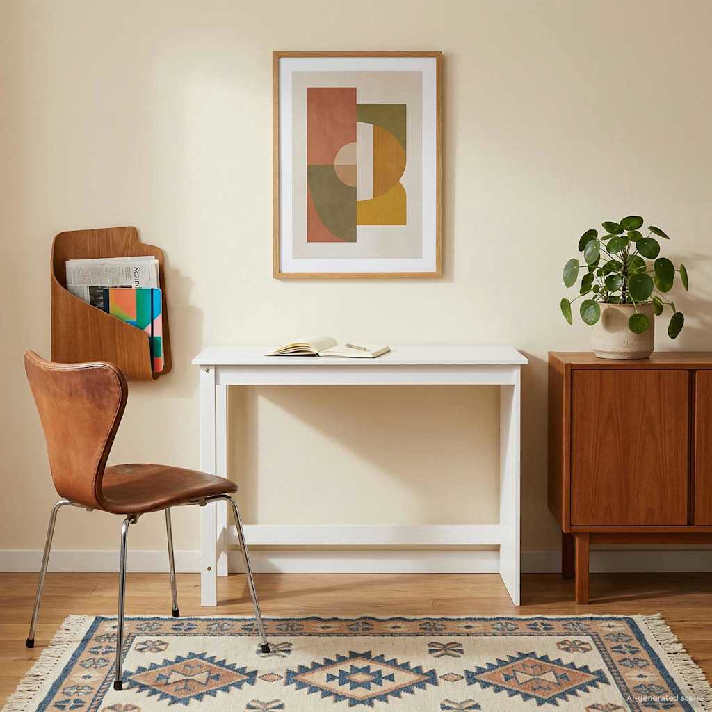 Bureau Blanc 112 x 50 x 75 cm Bois de Pin Massif - XIOS