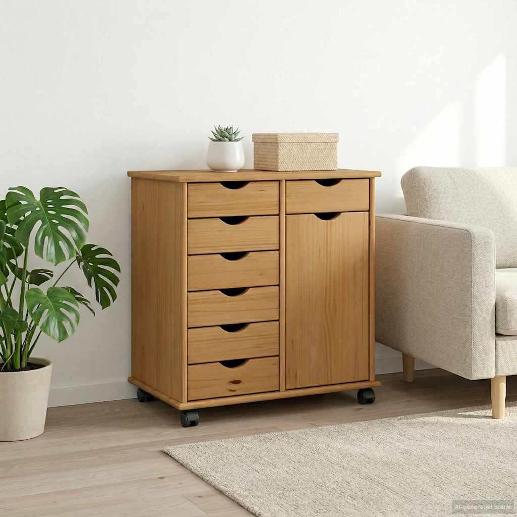 Cabinet roulant avec roue Marron miel 63,5 x 39 x 65,5 cm - XIOS