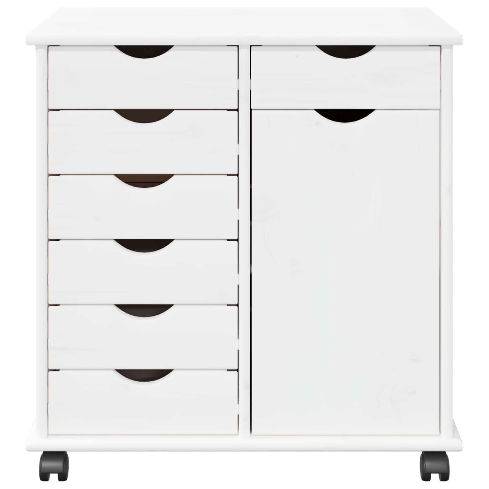 Cabinet roulant Blanc 63,5 x 39 x 65,5 cm Bois de Pin Massif - XIOS