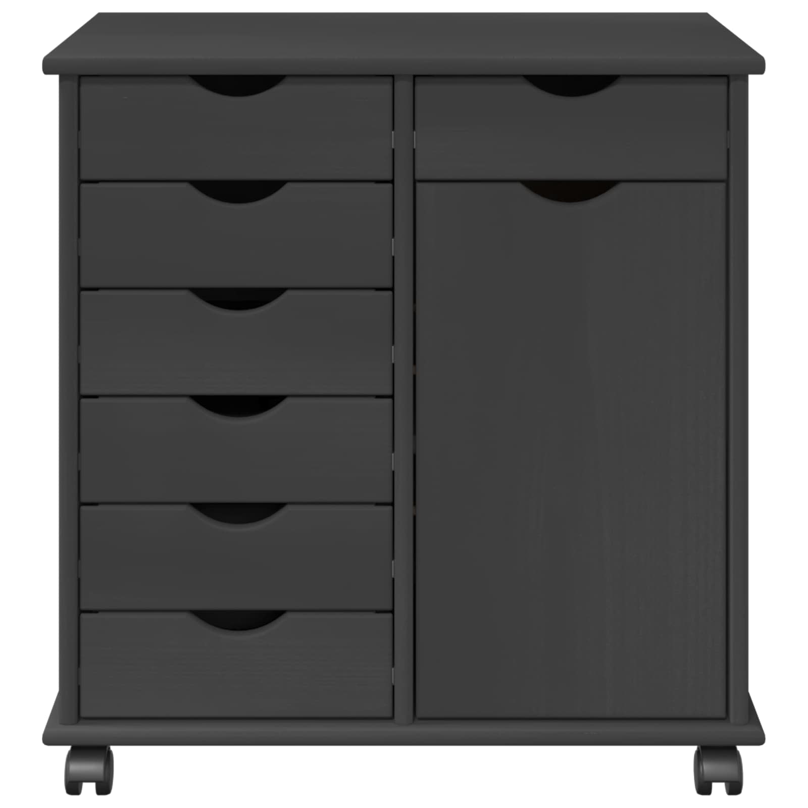 Cabinet roulant Gris 63,5 x 39 x 65,5 cm Bois de Pin Massif - XIOS
