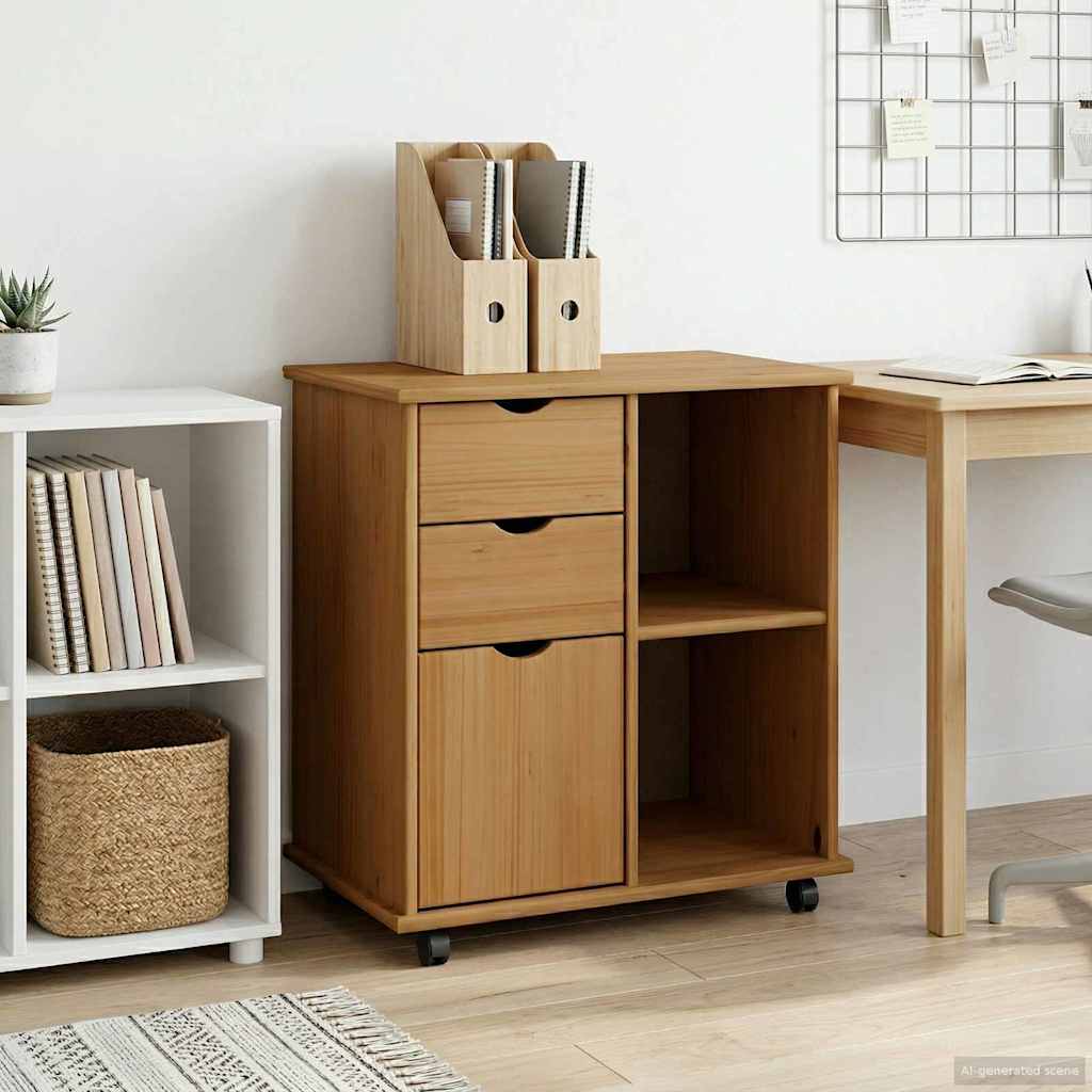 Cabinet roulant avec roue Marron miel 63,5 x 39 x 65,5 cm - XIOS
