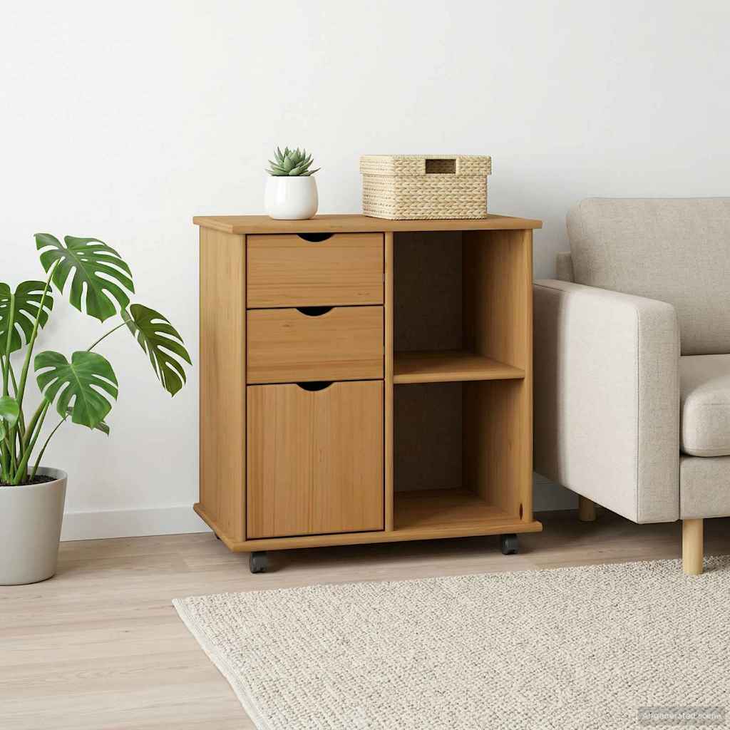 Cabinet roulant avec roue Marron miel 63,5 x 39 x 65,5 cm - XIOS
