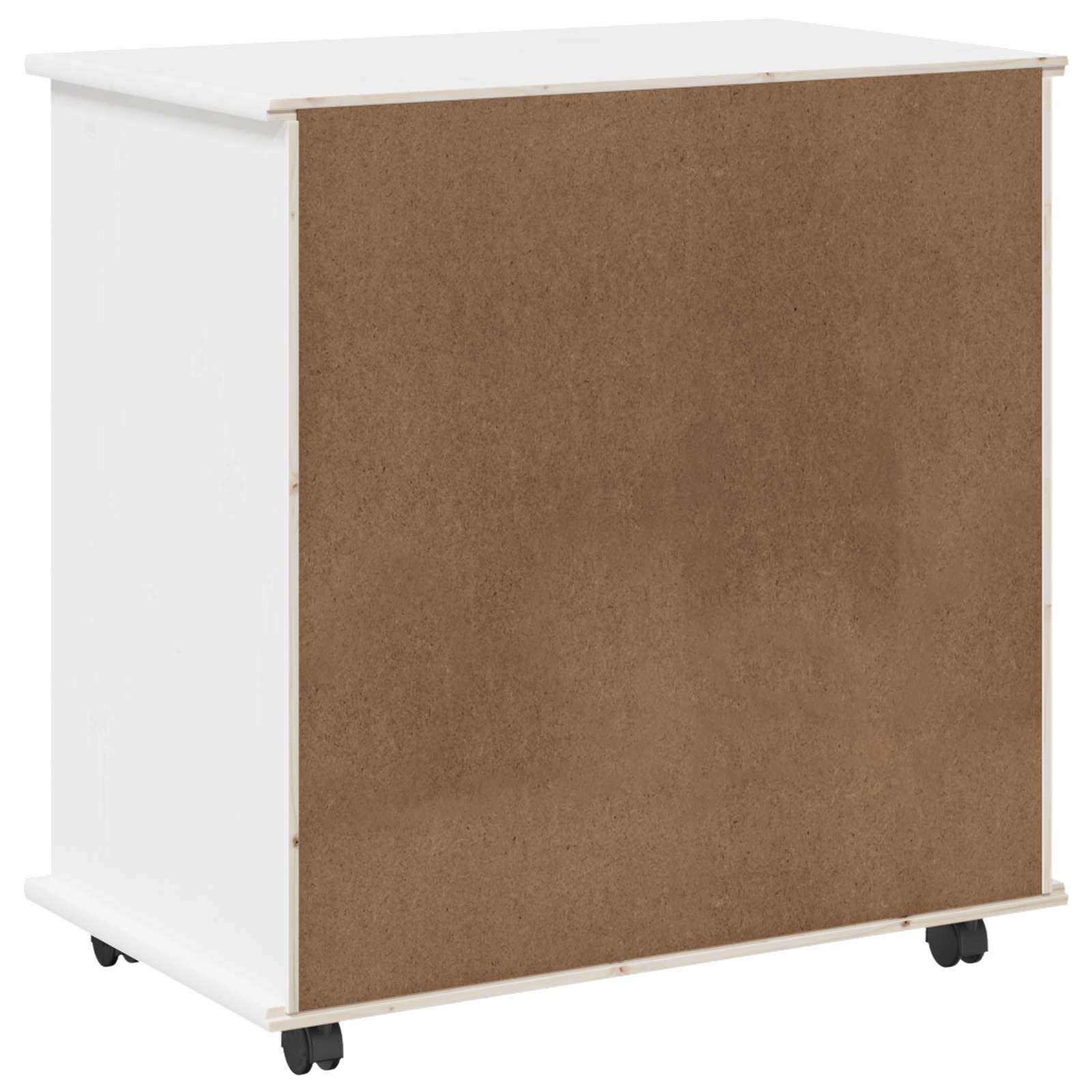 Cabinet roulant Blanc 63,5 x 39 x 65,5 cm Bois de Pin Massif - XIOS