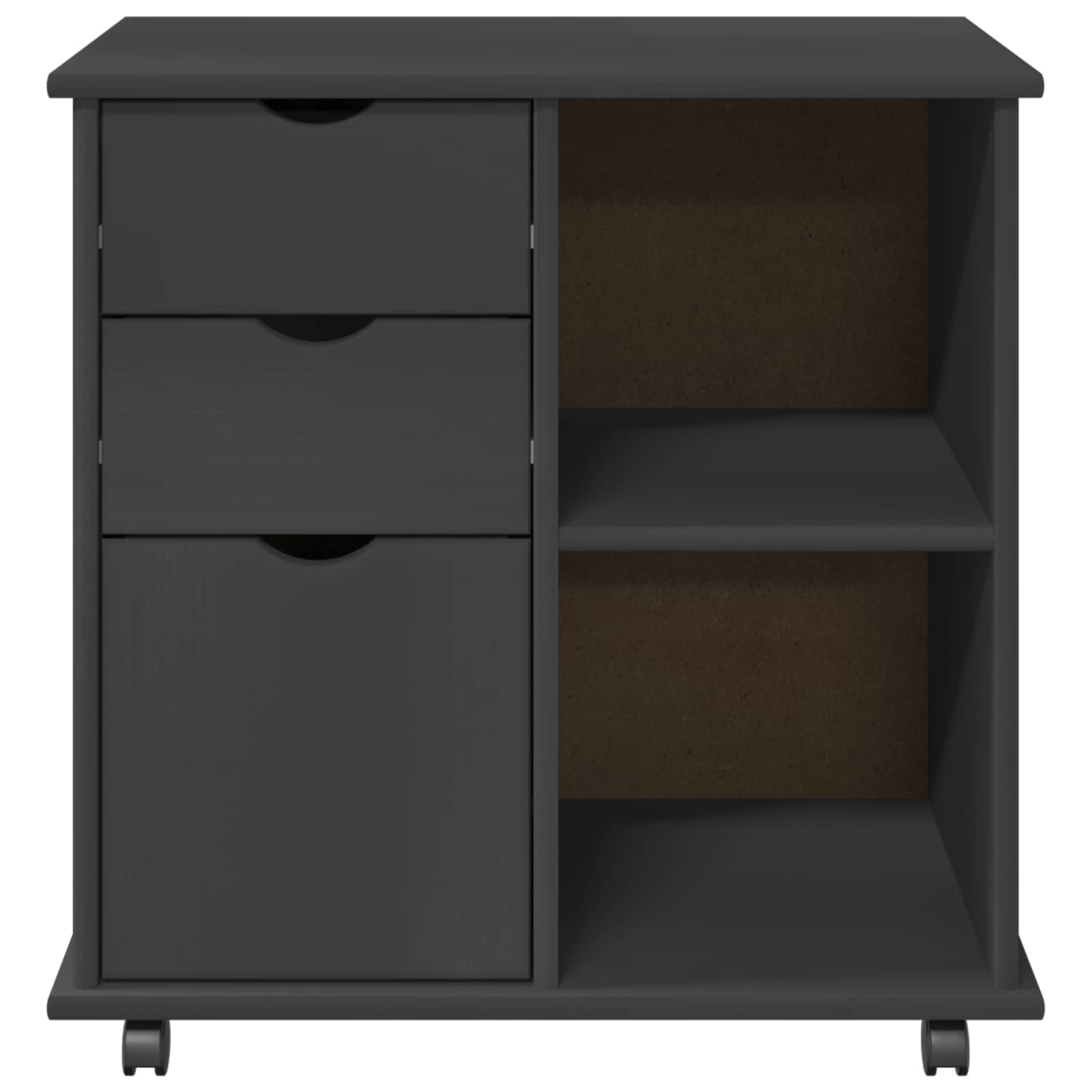 Cabinet roulant Gris 63,5 x 39 x 65,5 cm Bois de Pin Massif - XIOS
