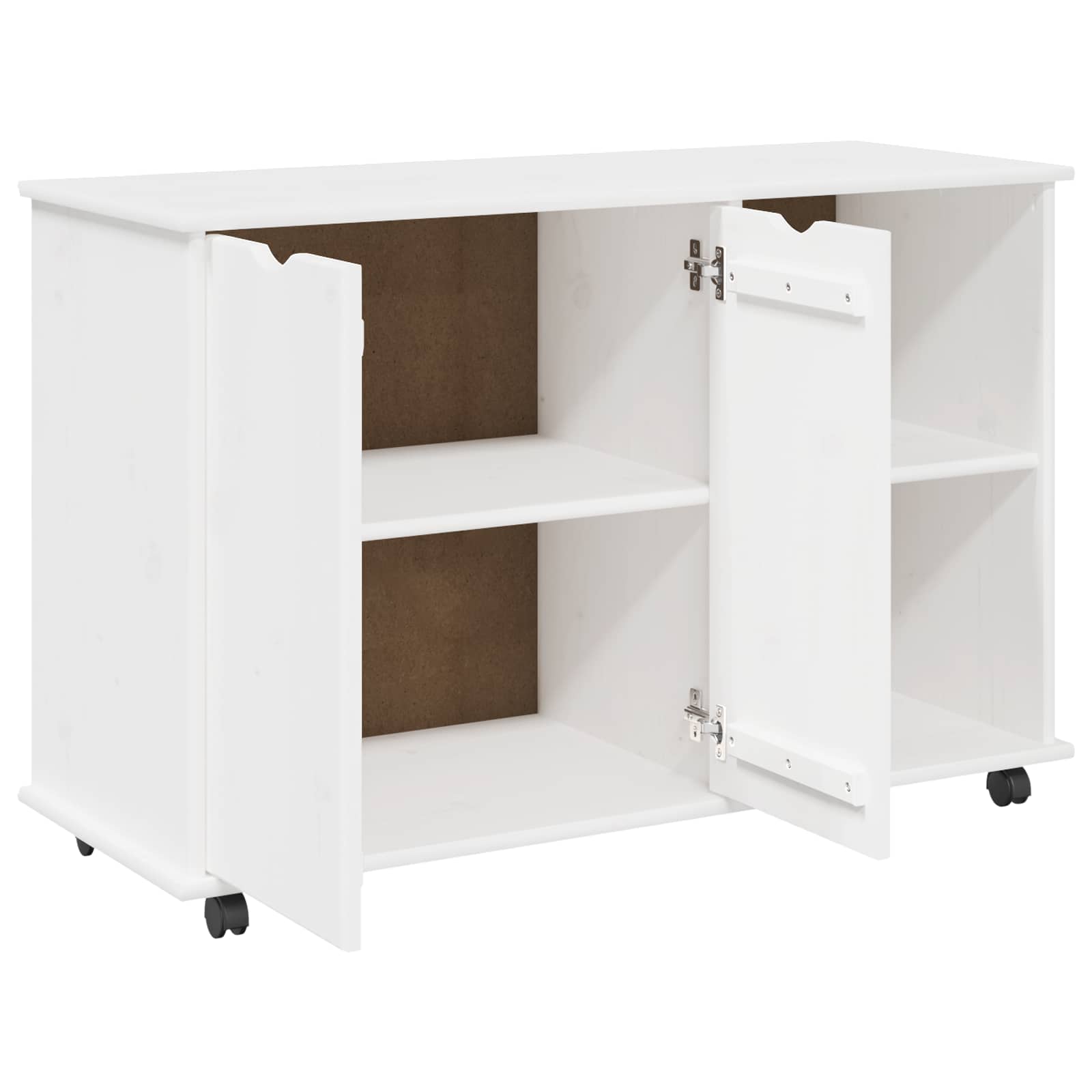 Cabinet roulant Blanc 100 x 39 x 65,5 cm Bois de Pin Massif - XIOS