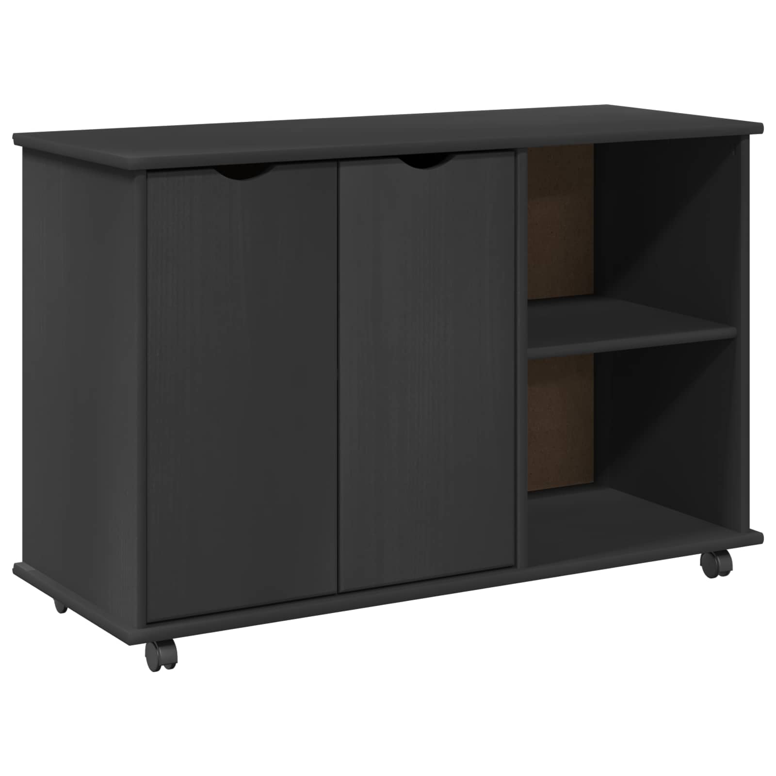 Cabinet roulant Gris 100 x 39 x 65,5 cm Bois de Pin Massif - XIOS
