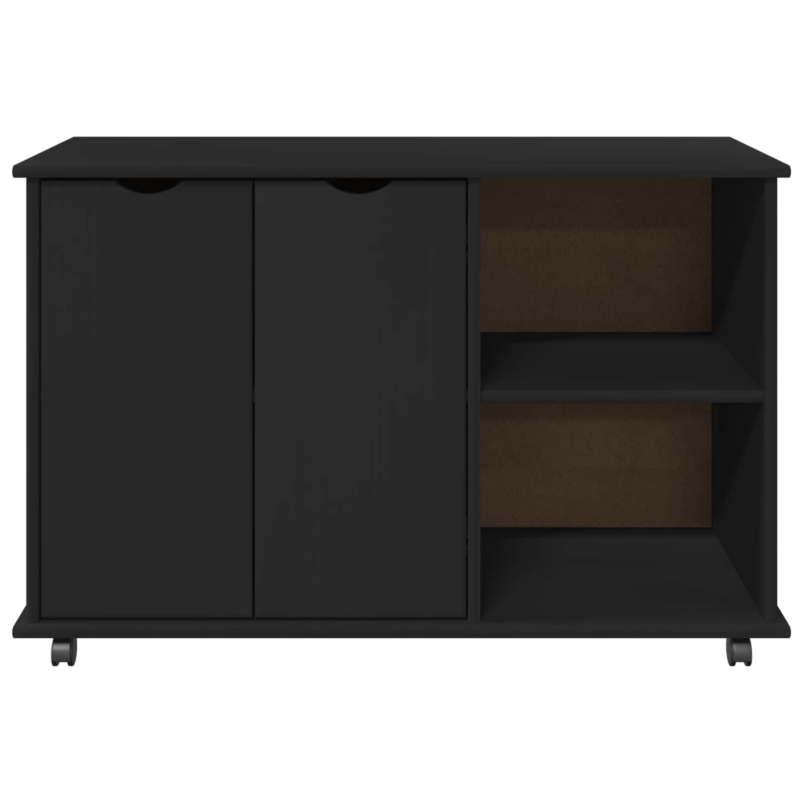 Cabinet roulant Noir 100 x 39 x 65,5 cm Bois de Pin Massif - XIOS