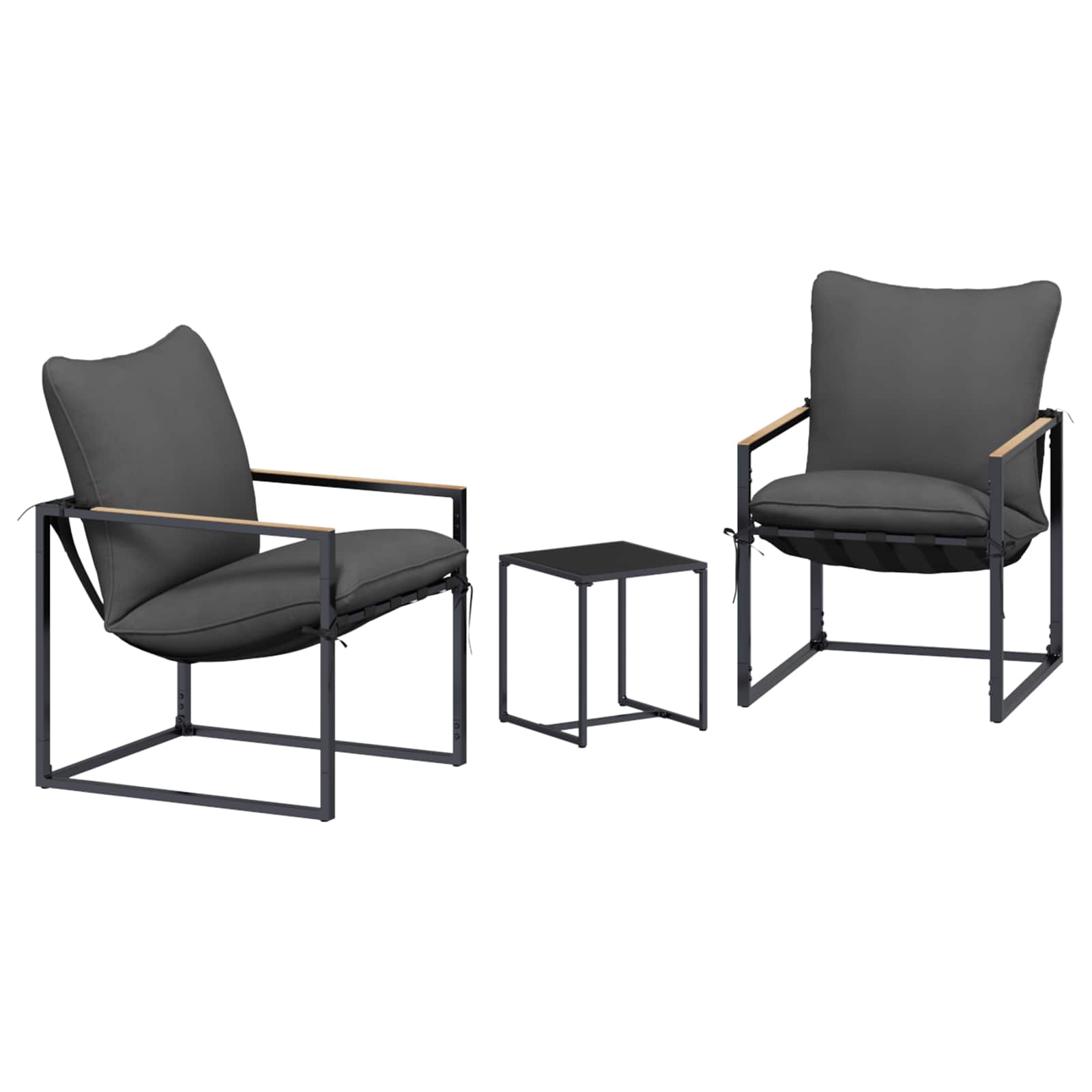 Ensemble de canapé de jardin 3 pcs Noir et anthracite Acier - XIOS