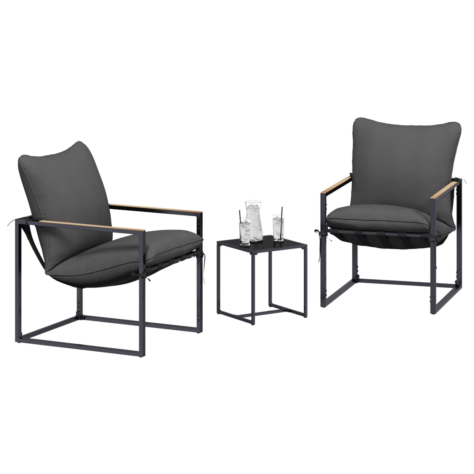 Ensemble de canapé de jardin 3 pcs Noir et anthracite Acier - XIOS
