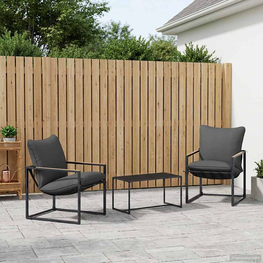 Ensemble de canapé de jardin 3 pcs Noir et anthracite Acier - XIOS