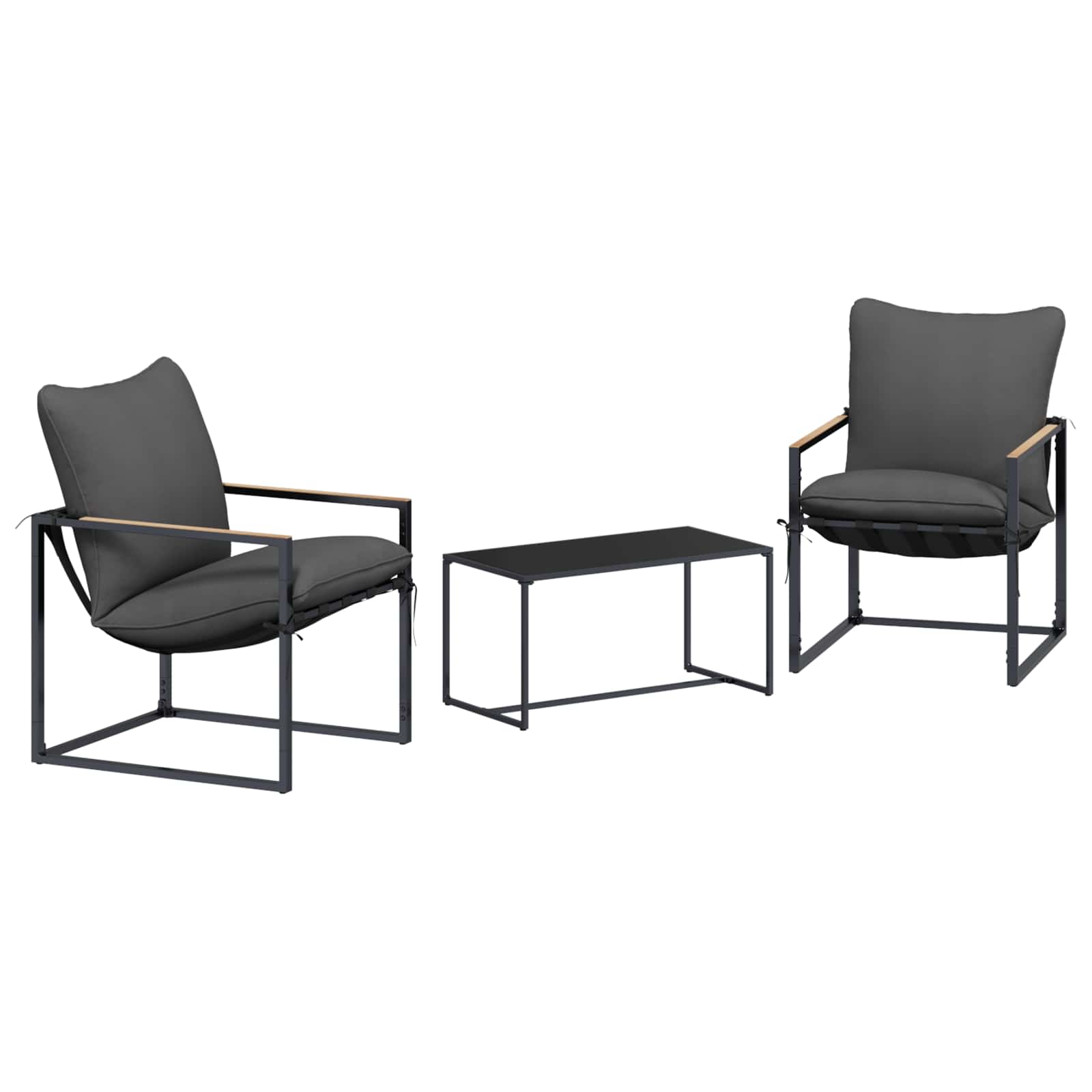 Ensemble de canapé de jardin 3 pcs Noir et anthracite Acier - XIOS