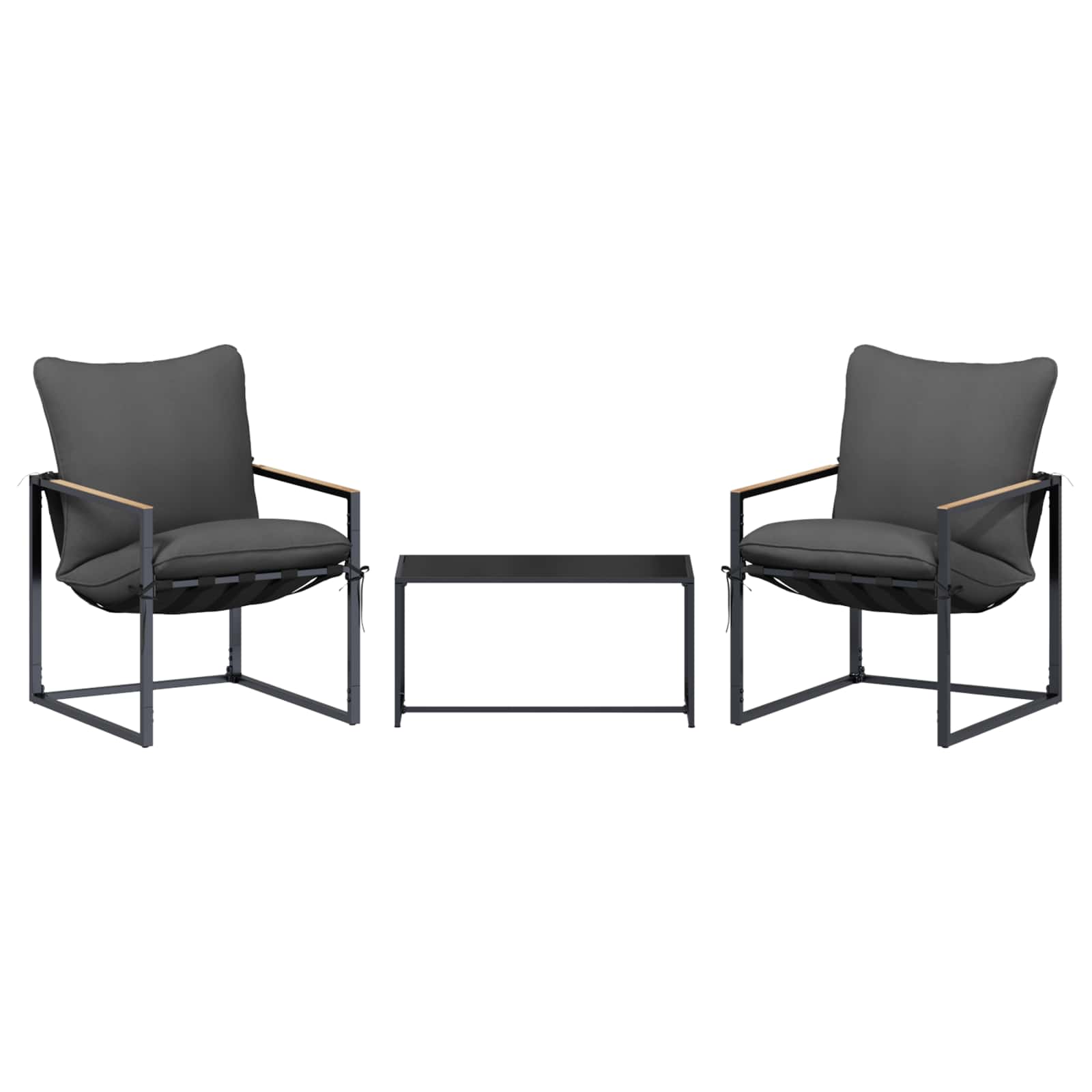 Ensemble de canapé de jardin 3 pcs Noir et anthracite Acier - XIOS
