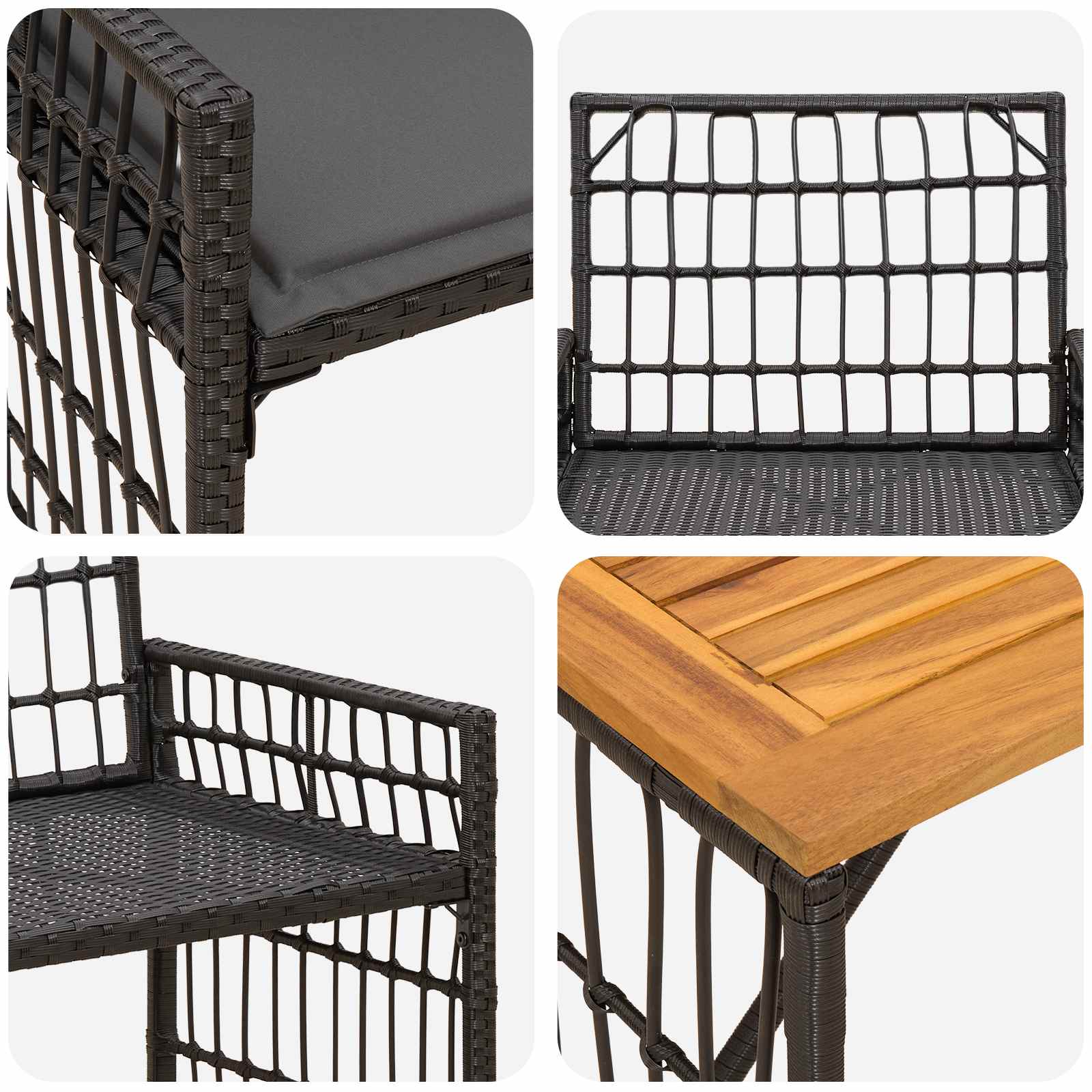 Ensemble de meubles d'extérieur 4 pcs Noir et Gris foncé - XIOS
