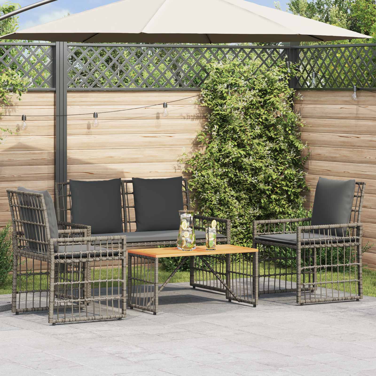 Ensemble de meubles d'extérieur 4 pcs Noir et Gris foncé - XIOS