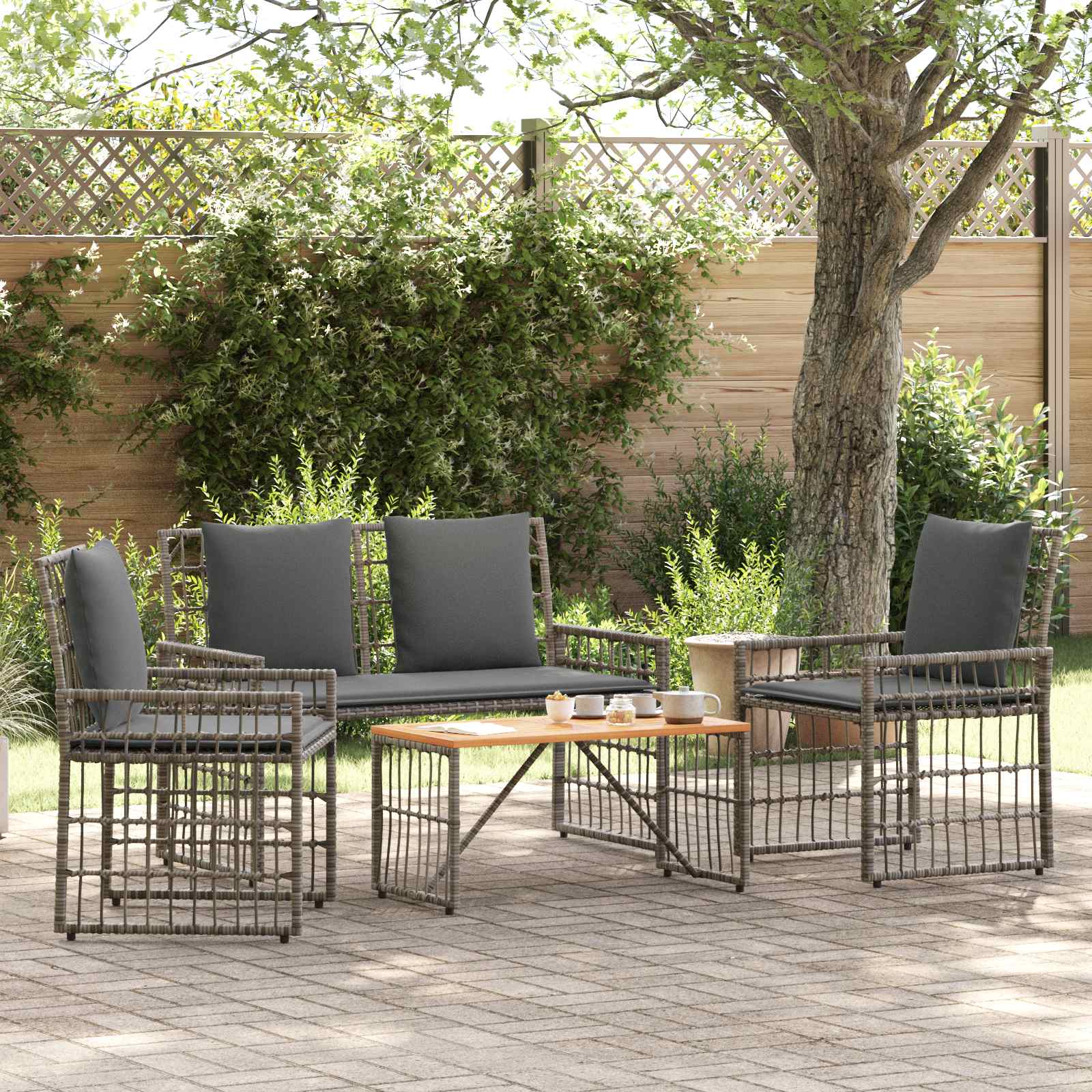 Ensemble de meubles d'extérieur 4 pcs Noir et Gris foncé - XIOS