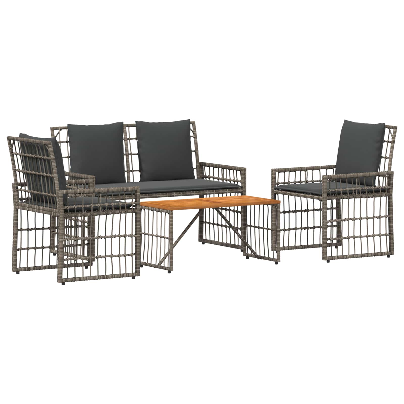 Ensemble de meubles d'extérieur 4 pcs Noir et Gris foncé - XIOS