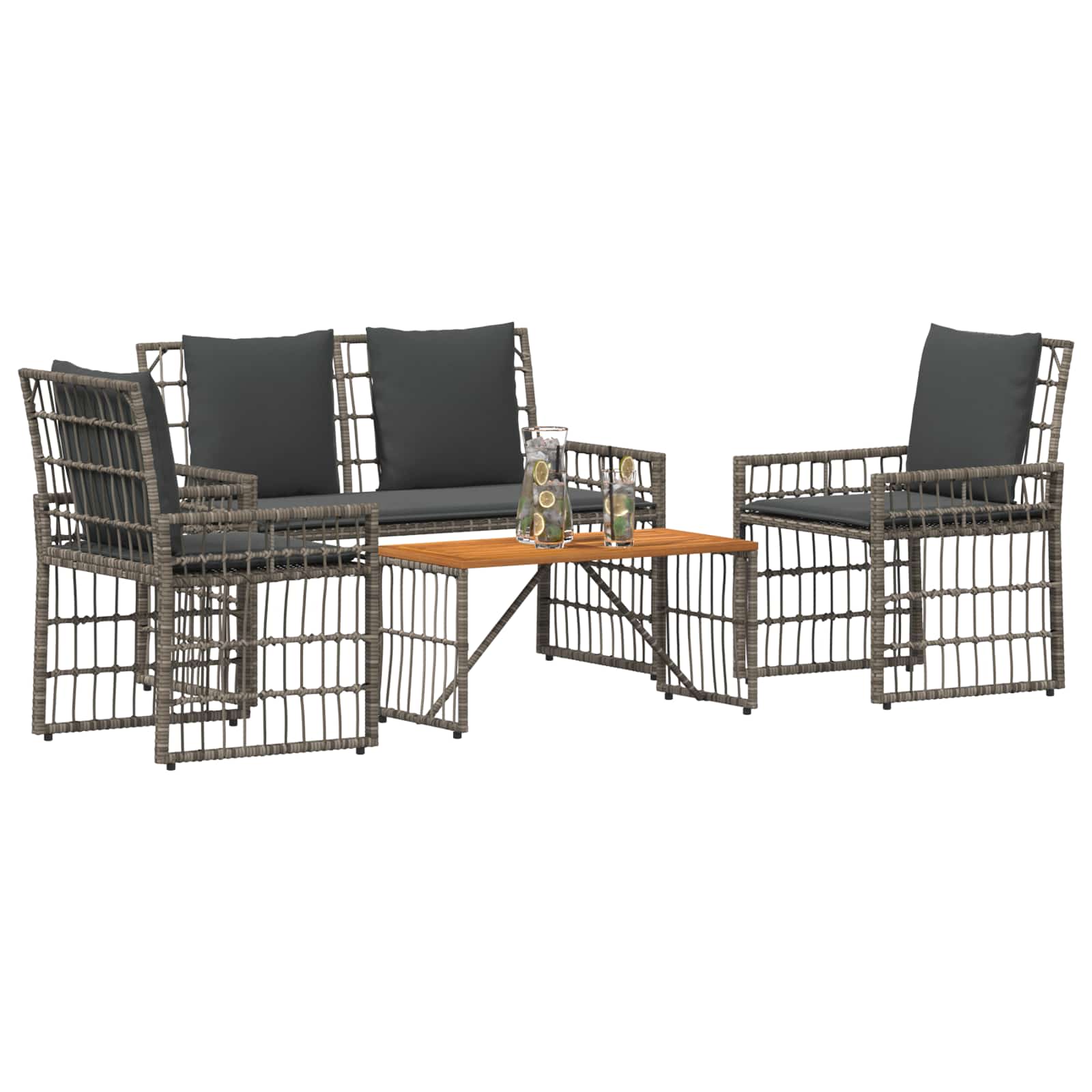 Ensemble de meubles d'extérieur 4 pcs Noir et Gris foncé - XIOS