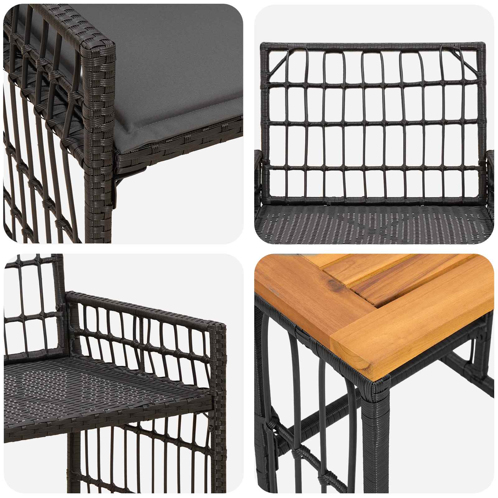 Ensemble de meubles d'extérieur 5 pcs Noir et Gris foncé - XIOS