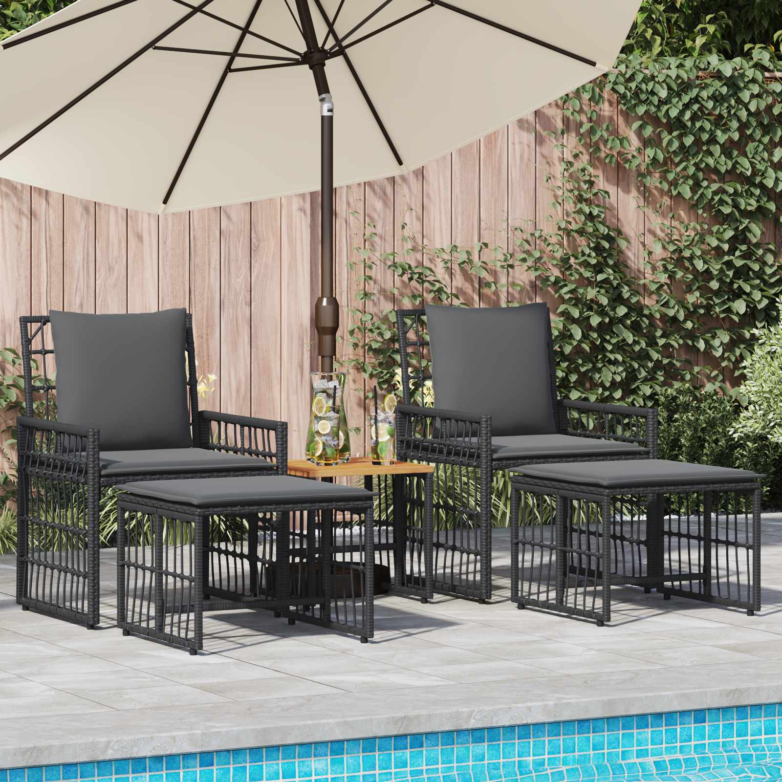 Ensemble de meubles d'extérieur 5 pcs Noir et Gris foncé - XIOS