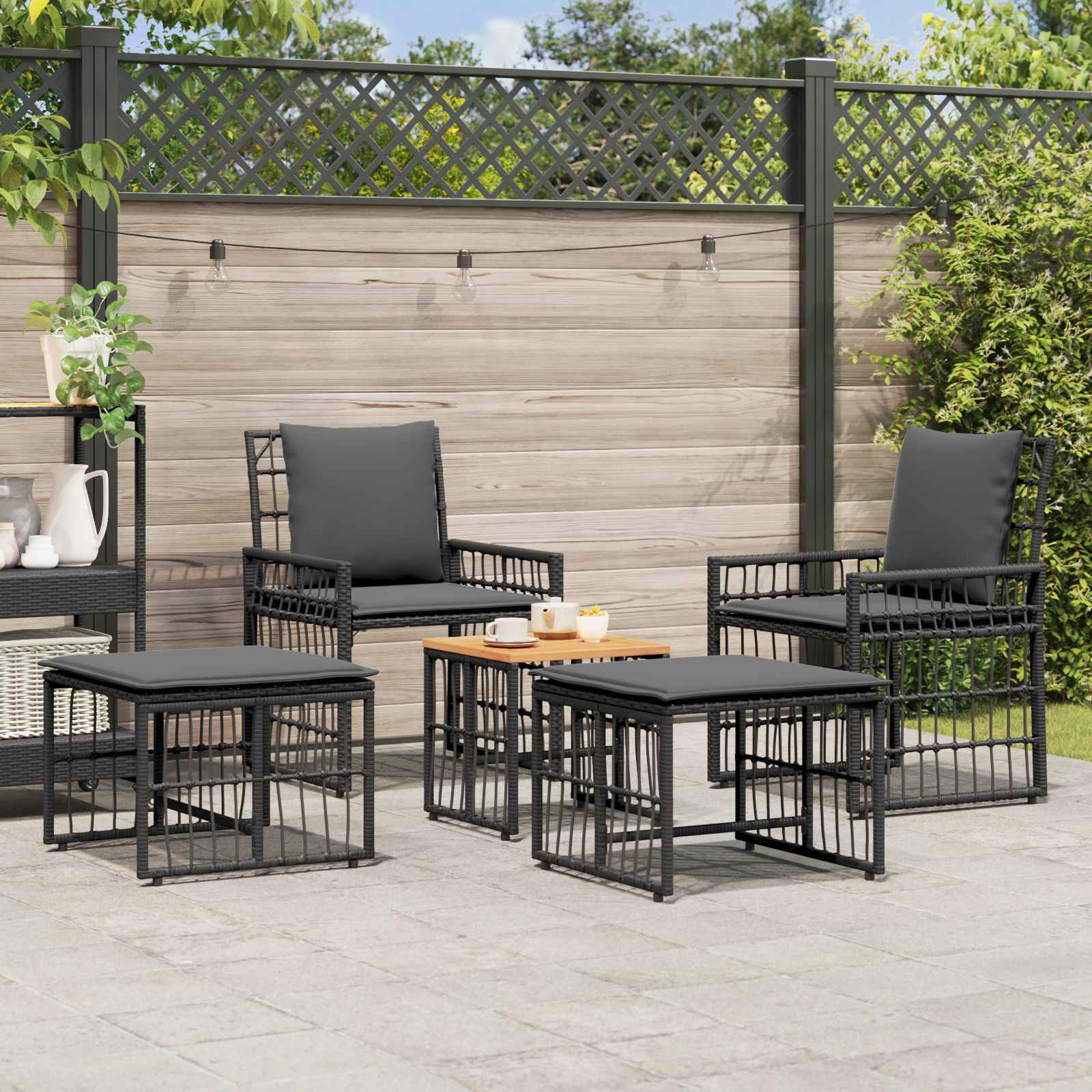 Ensemble de meubles d'extérieur 5 pcs Noir et Gris foncé - XIOS