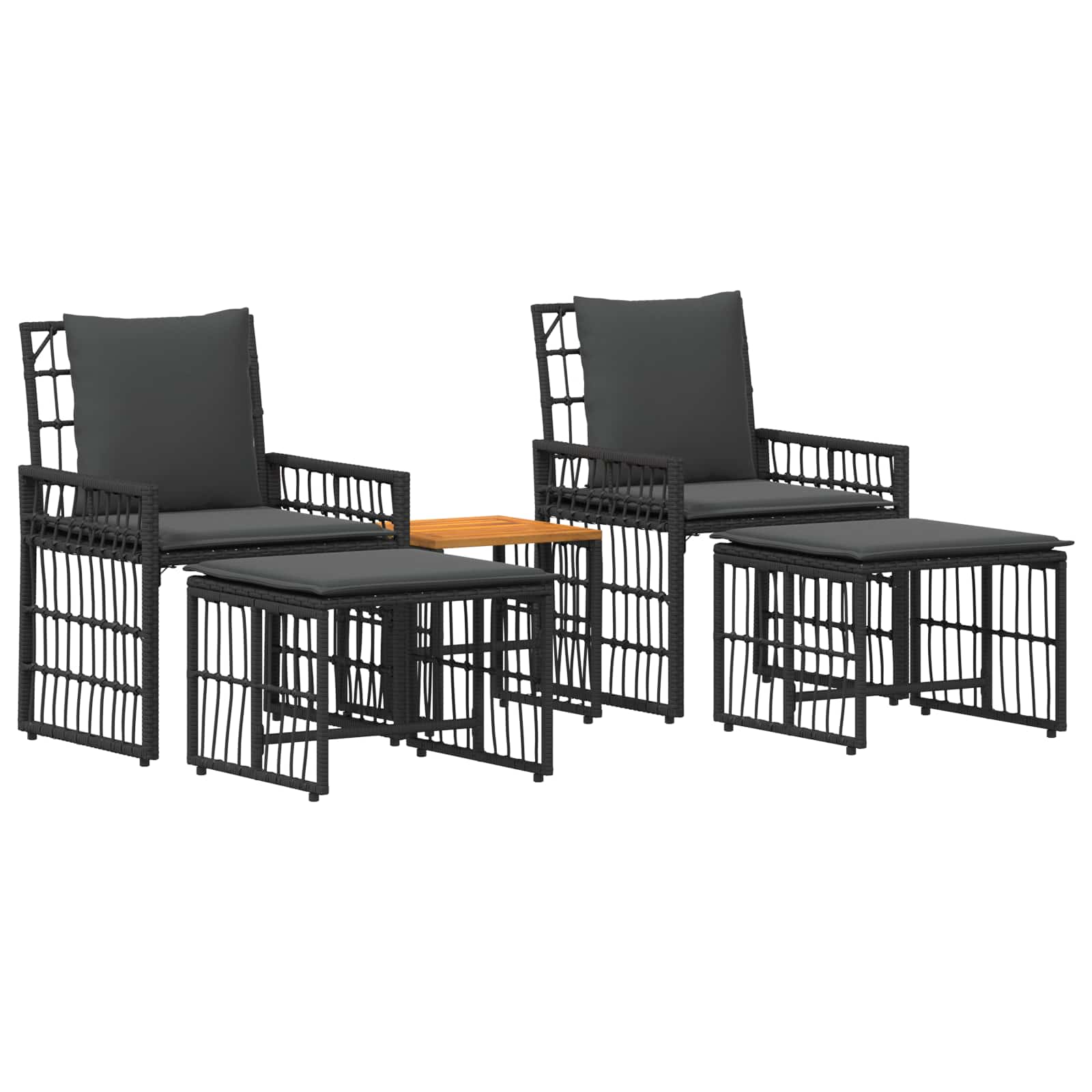 Ensemble de meubles d'extérieur 5 pcs Noir et Gris foncé - XIOS