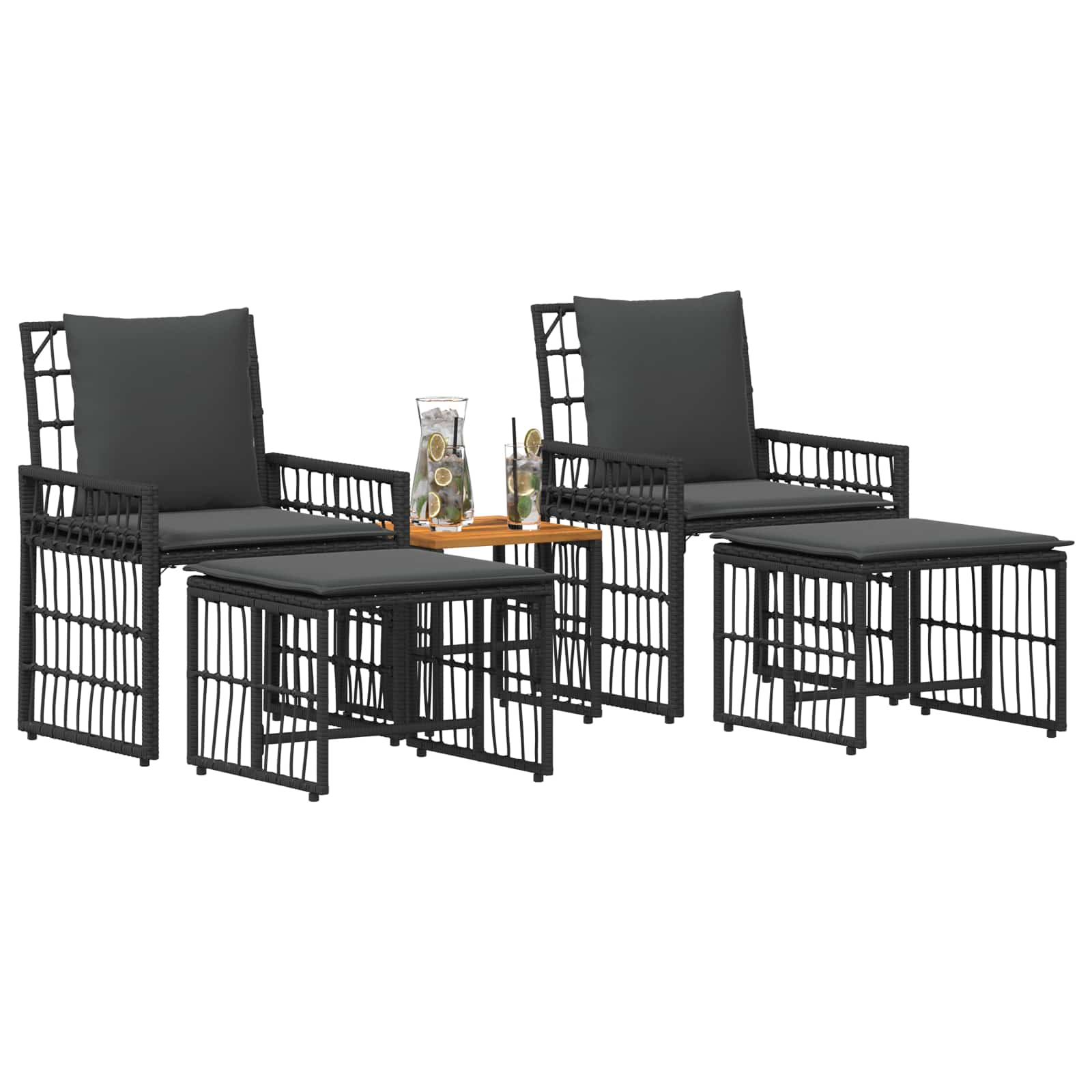 Ensemble de meubles d'extérieur 5 pcs Noir et Gris foncé - XIOS