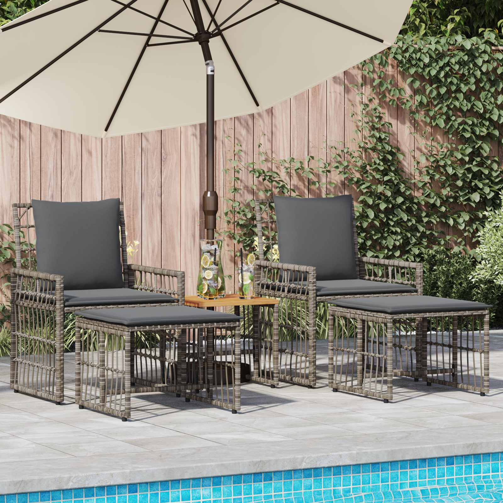 Ensemble de meubles d'extérieur 5 pcs Noir et Gris foncé - XIOS
