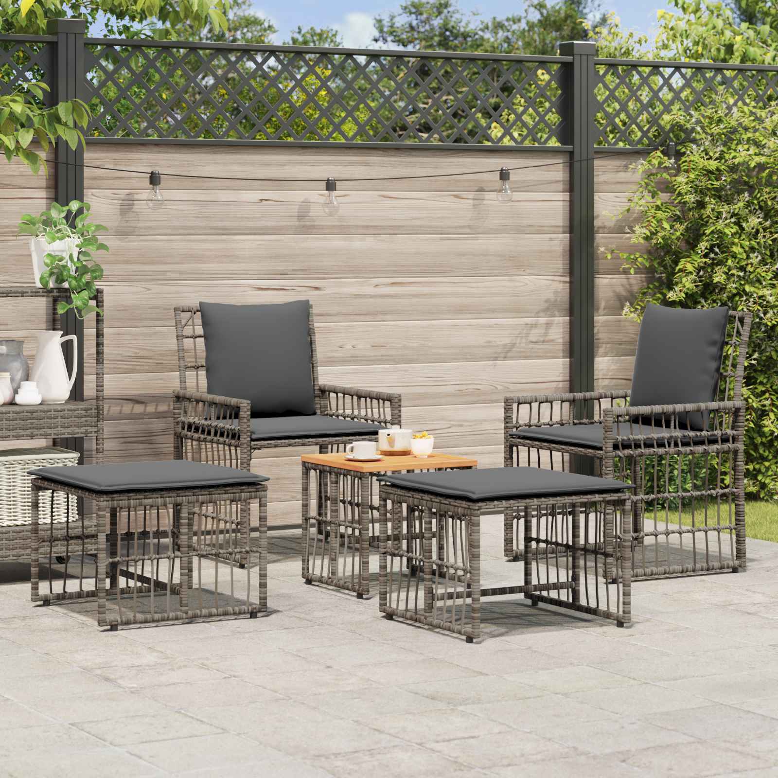 Ensemble de meubles d'extérieur 5 pcs Noir et Gris foncé - XIOS