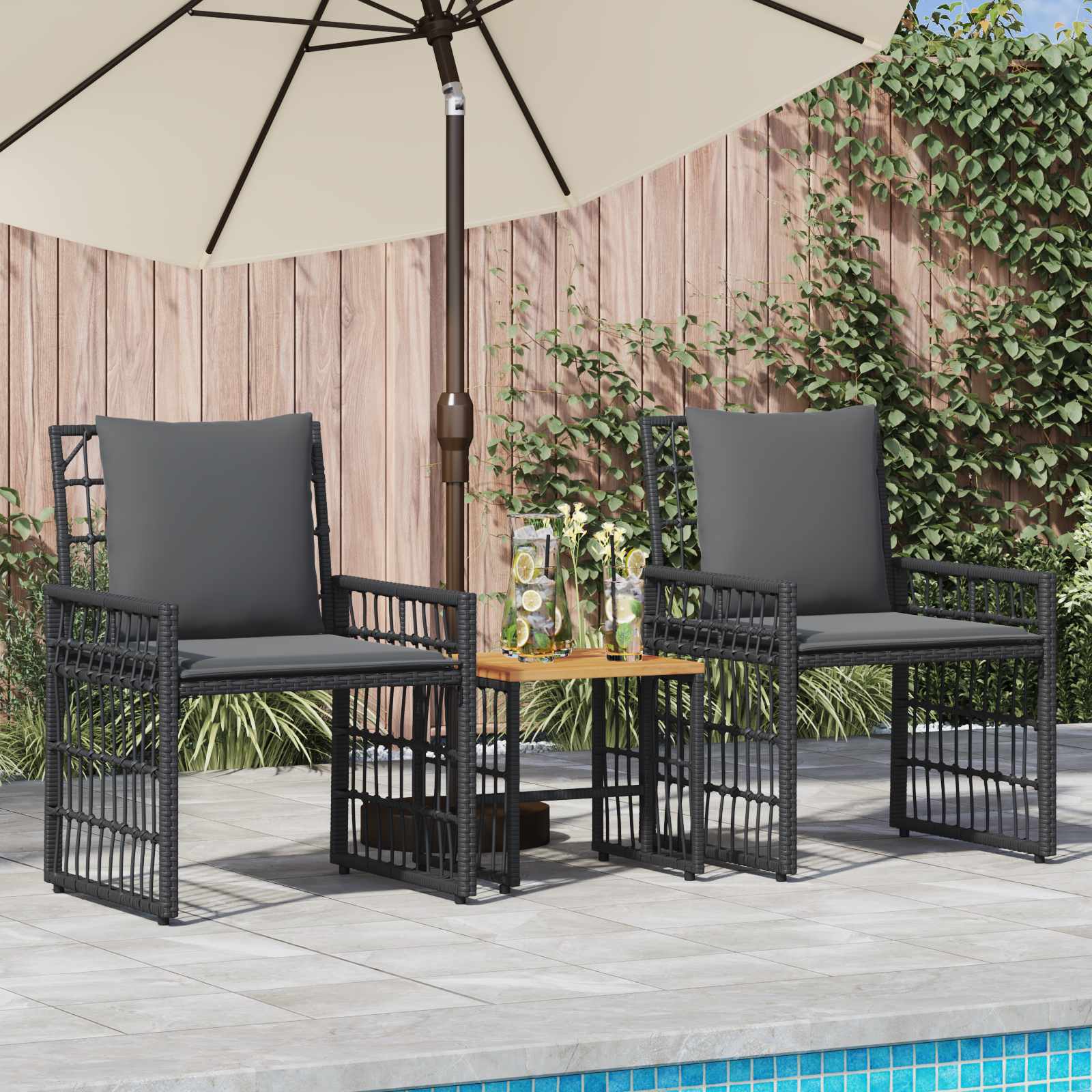 Ensemble de meubles d'extérieur 3 pcs Noir et Gris foncé - XIOS