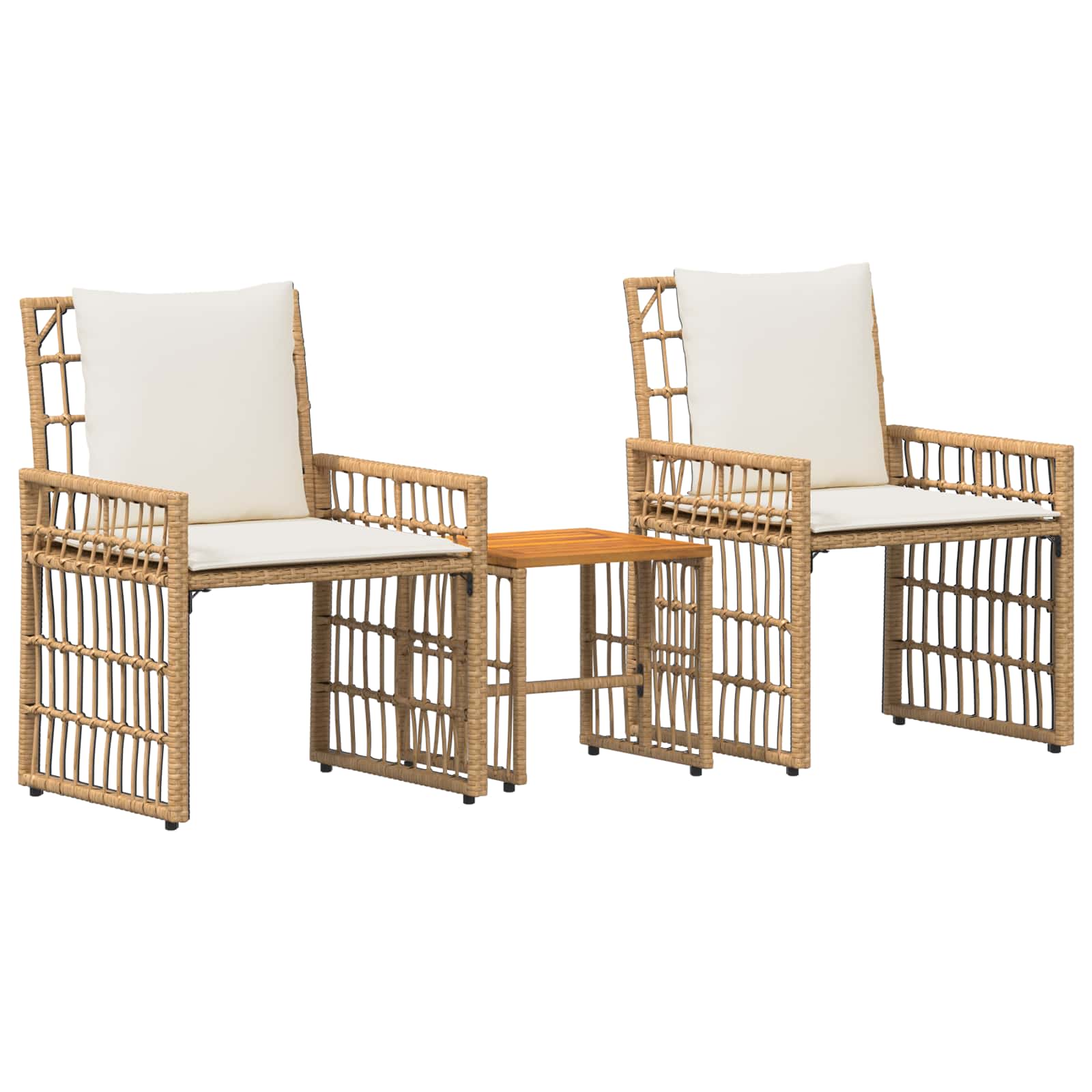 Ensemble de meubles d'extérieur 3 pcs Blanc Naturel et Crème - XIOS