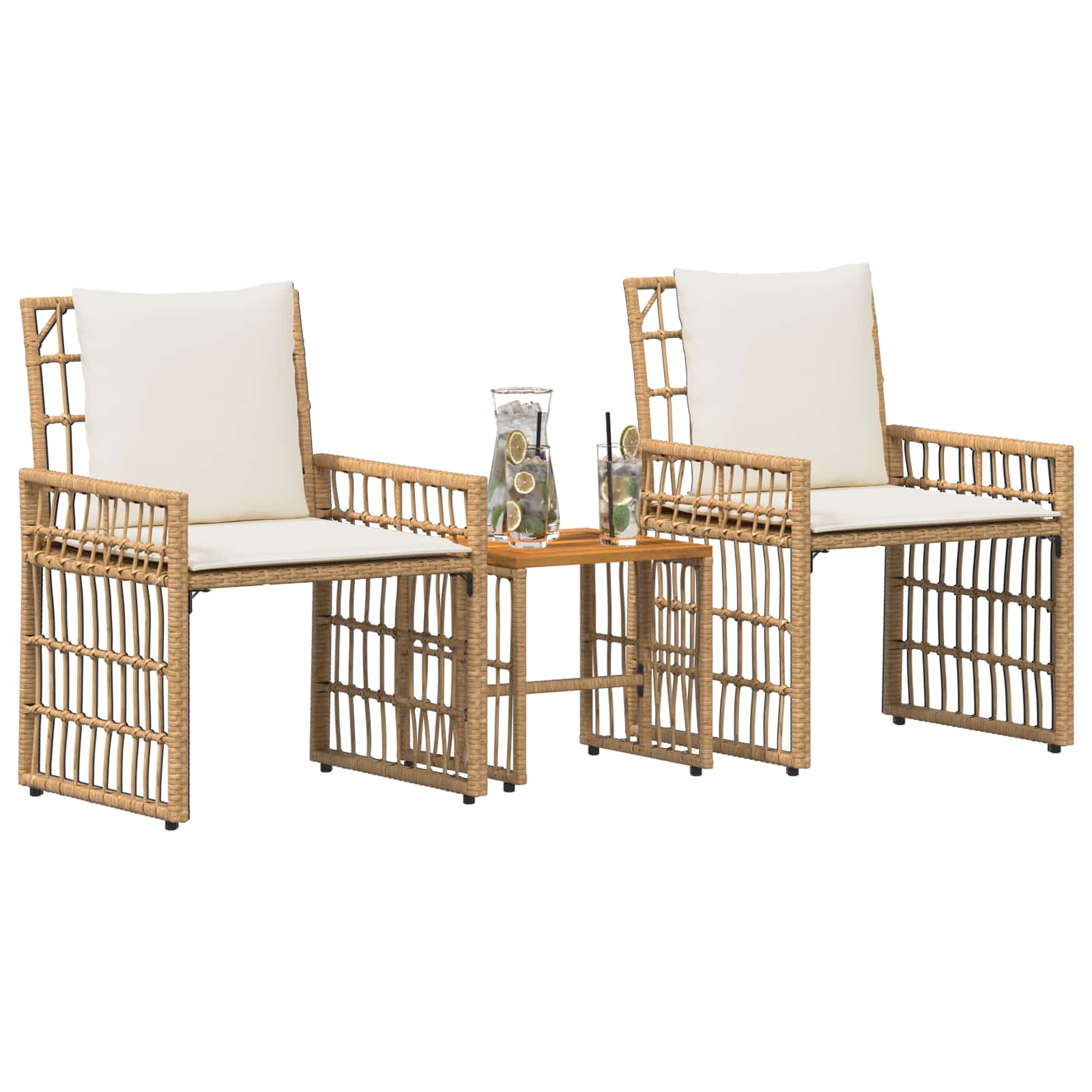 Ensemble de meubles d'extérieur 3 pcs Blanc Naturel et Crème - XIOS