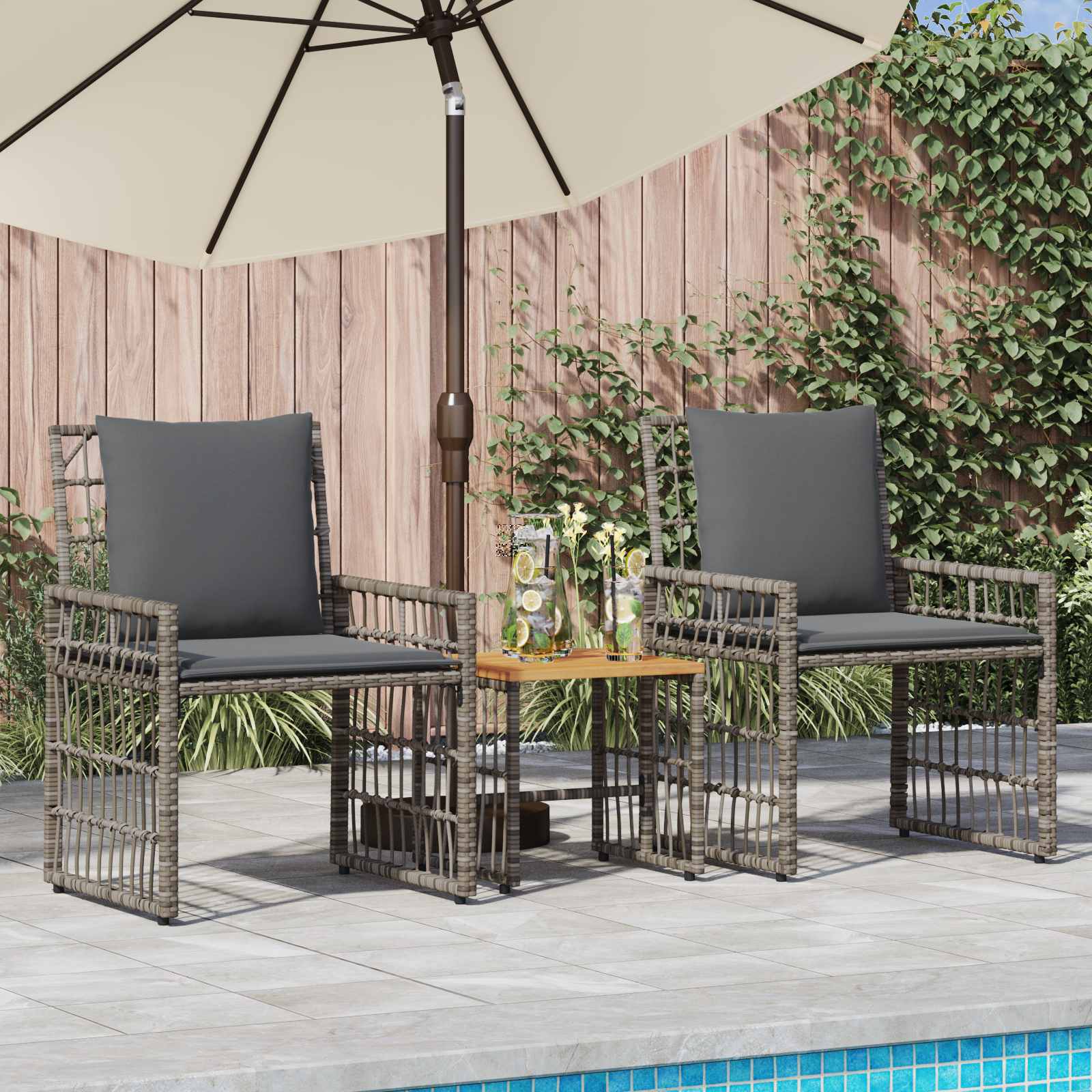 Ensemble de meubles d'extérieur 3 pcs Noir et Gris foncé - XIOS