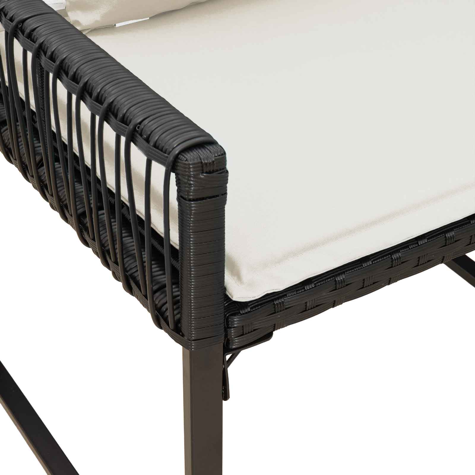 Ensemble de meubles d'extérieur 4 pcs Noir et blanc crème - XIOS