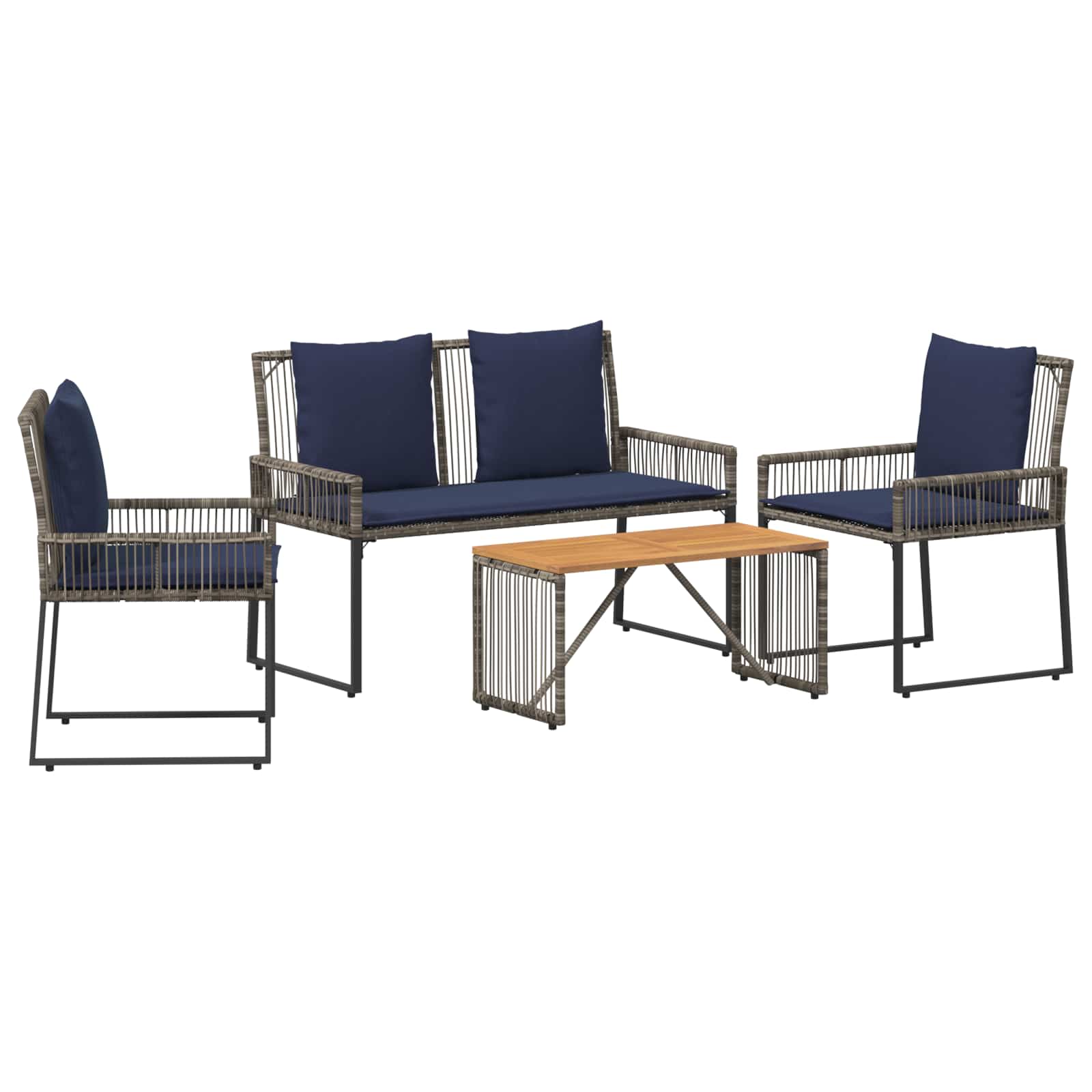 Ensemble de meubles d'extérieur 9 pcs Gris et bleu marine - XIOS