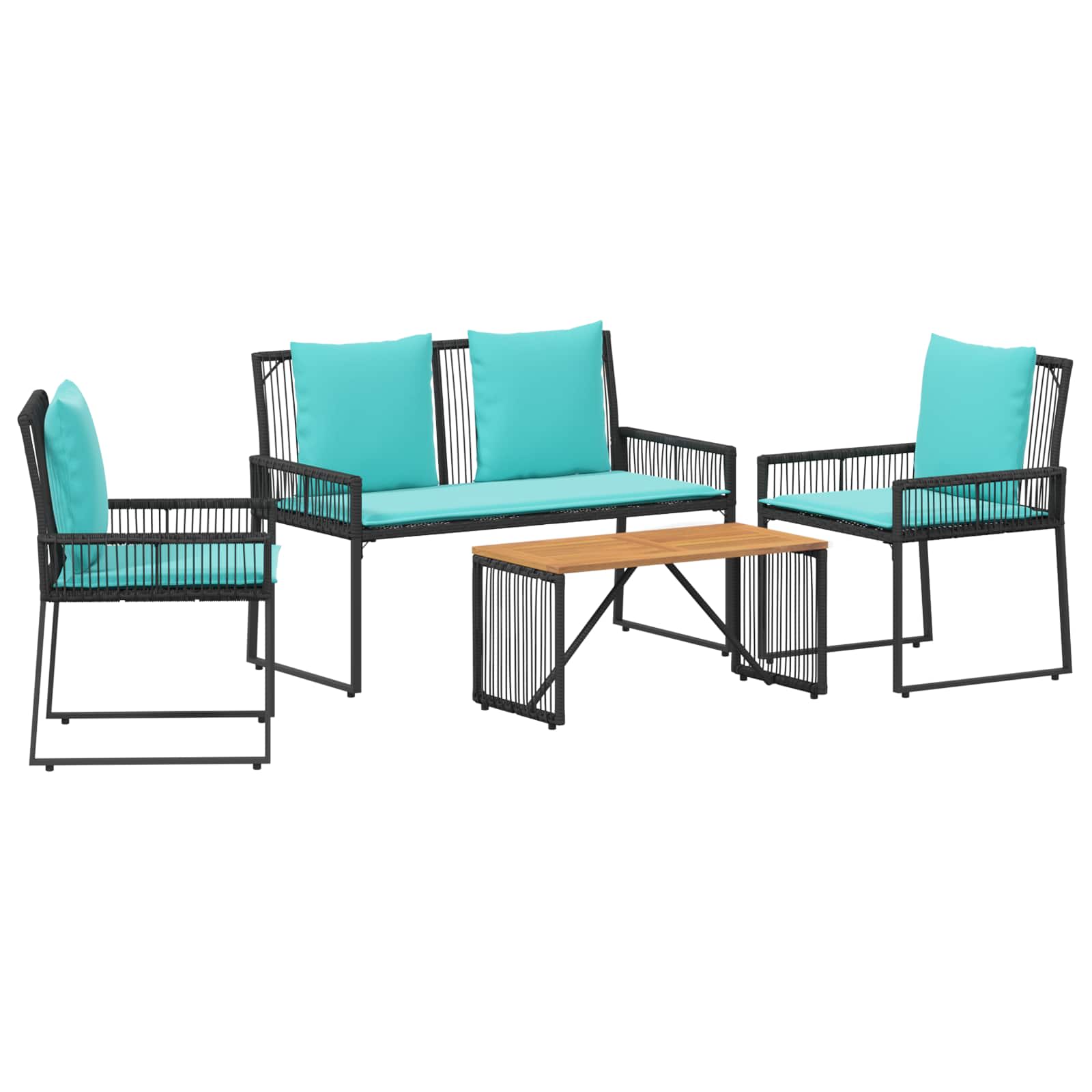 Ensemble de meubles d'extérieur 9 pcs Noir et turquoise - XIOS