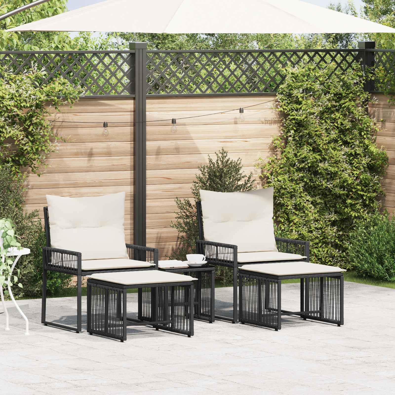 Ensemble de meubles d'extérieur 11 pcs Noir et blanc crème - XIOS