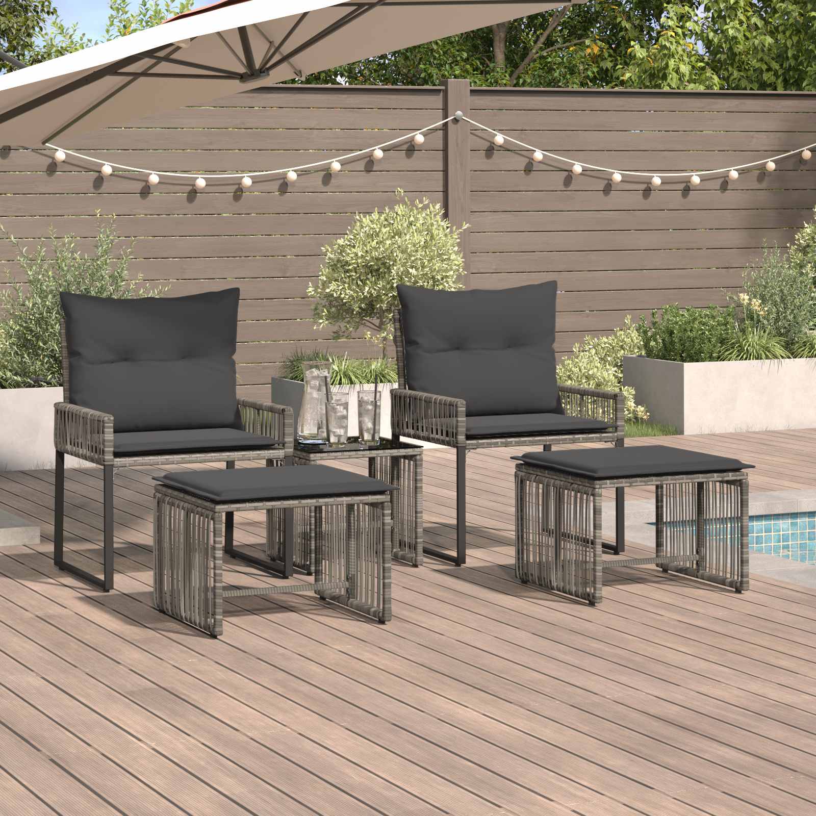 Ensemble de meubles d'extérieur 11 pcs Gris et Gris foncé - XIOS
