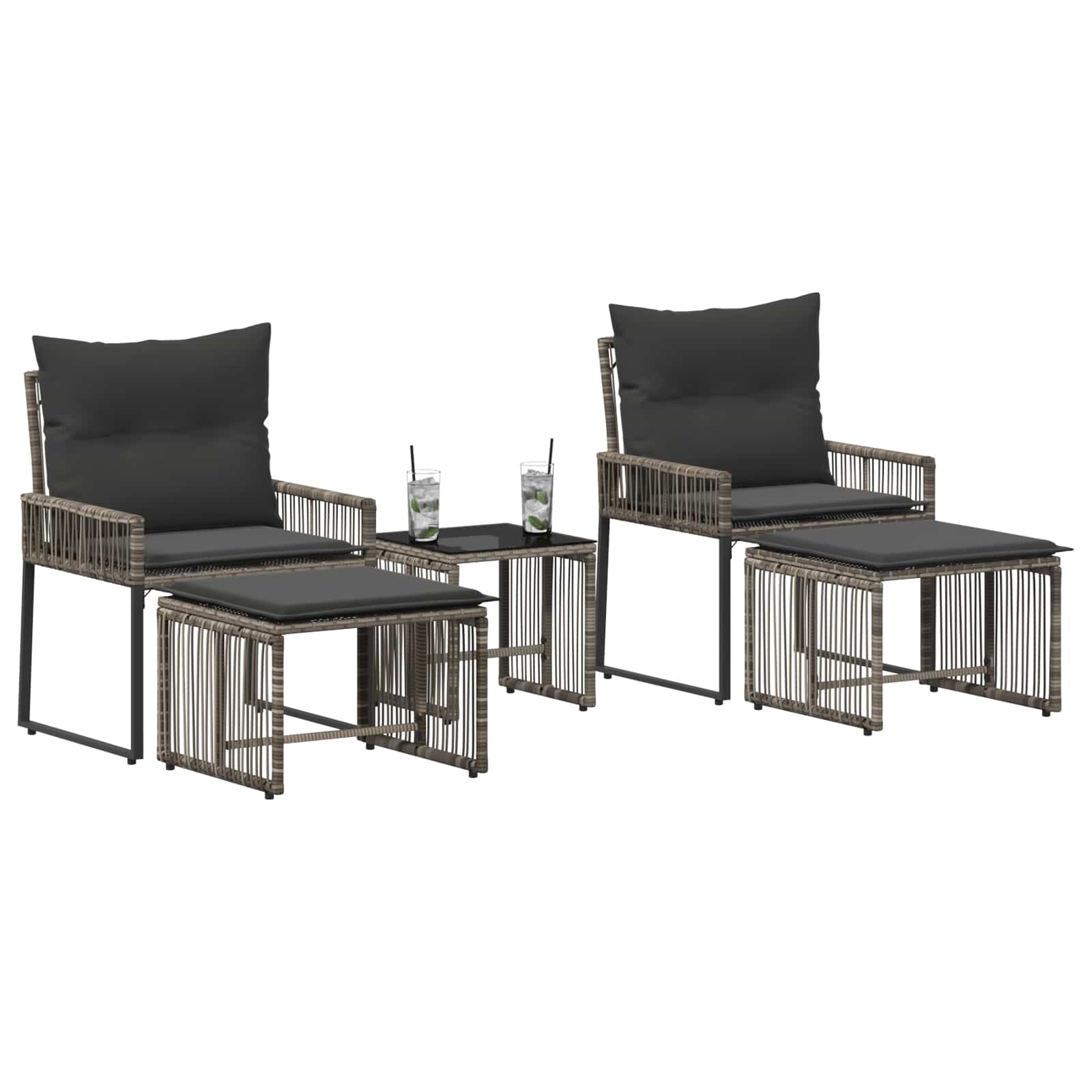 Ensemble de meubles d'extérieur 11 pcs Gris et Gris foncé - XIOS