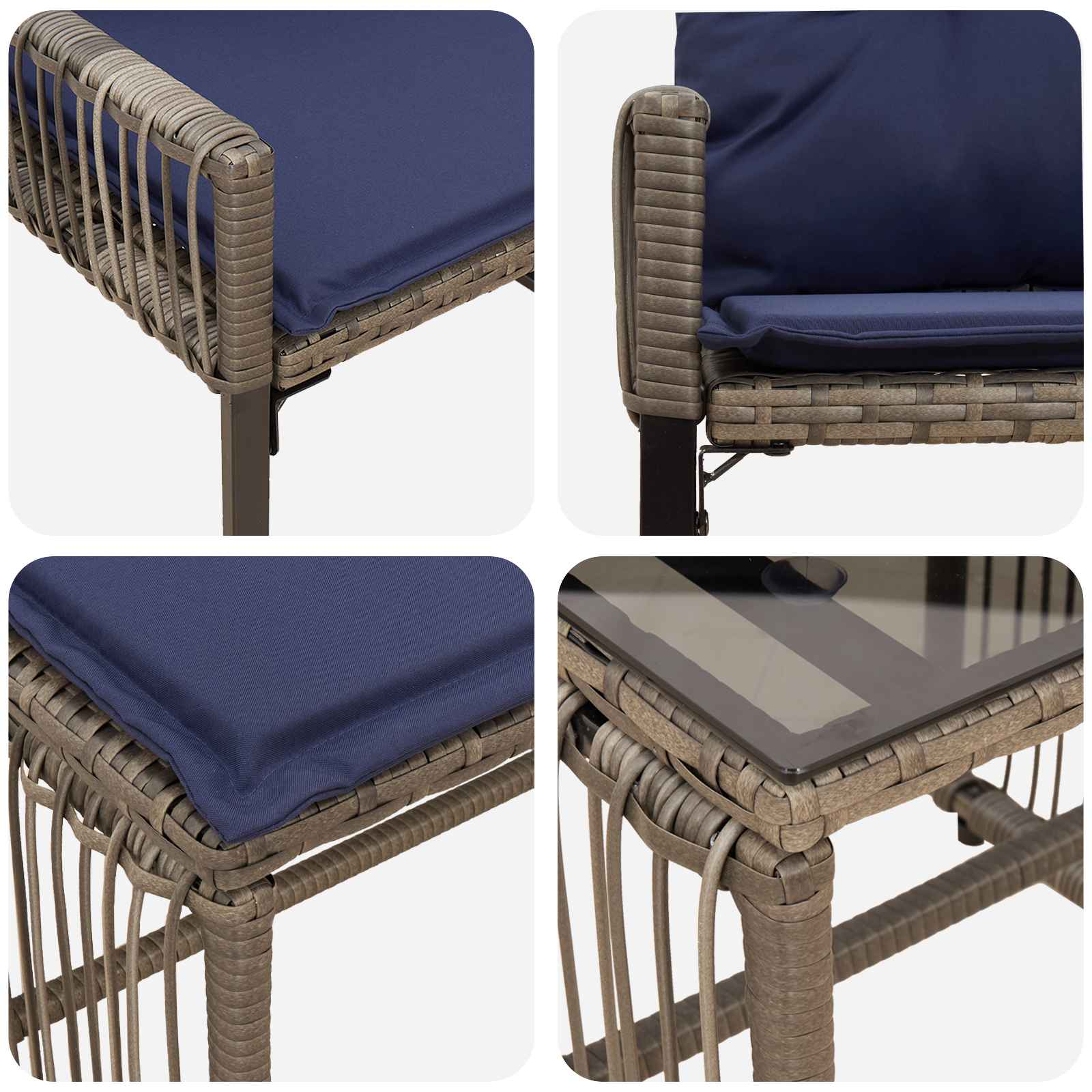 Ensemble de meubles d'extérieur 11 pcs Gris et bleu marine - XIOS