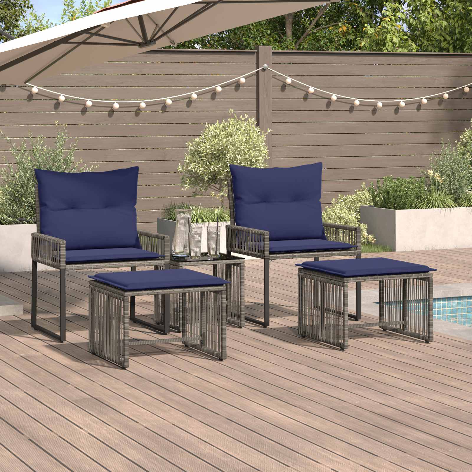 Ensemble de meubles d'extérieur 11 pcs Gris et bleu marine - XIOS