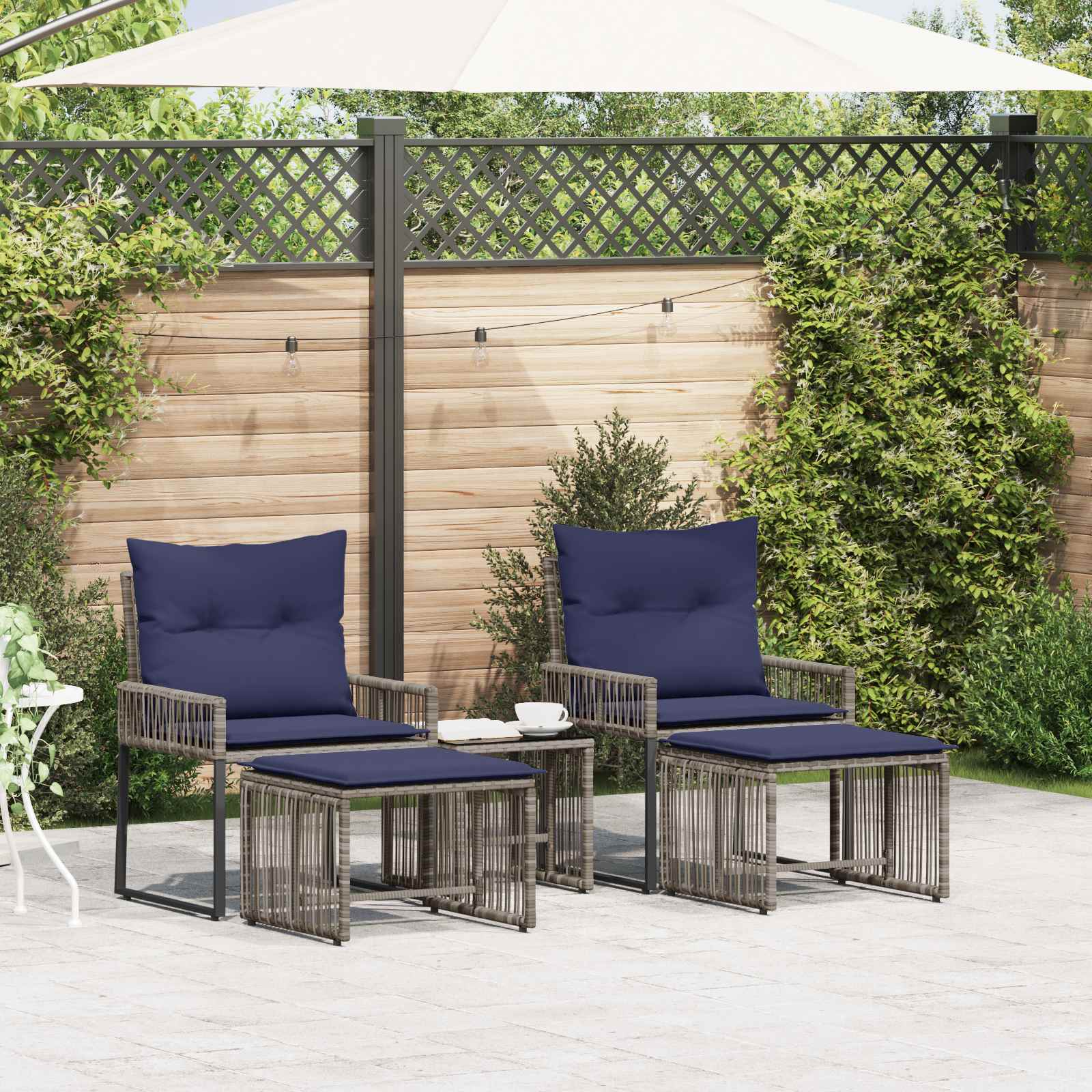 Ensemble de meubles d'extérieur 11 pcs Gris et bleu marine - XIOS